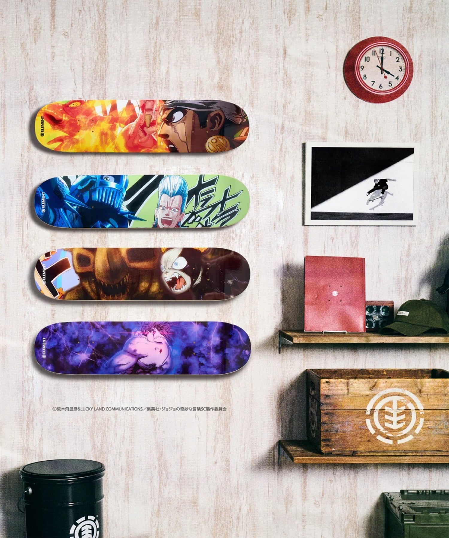 ELEMENT エレメント スケートボード デッキ JOJO コラボ 8inch STARDUST CRUSADERS B ムラサキスポーツ JOJOの奇妙な冒険(AST-8inch)