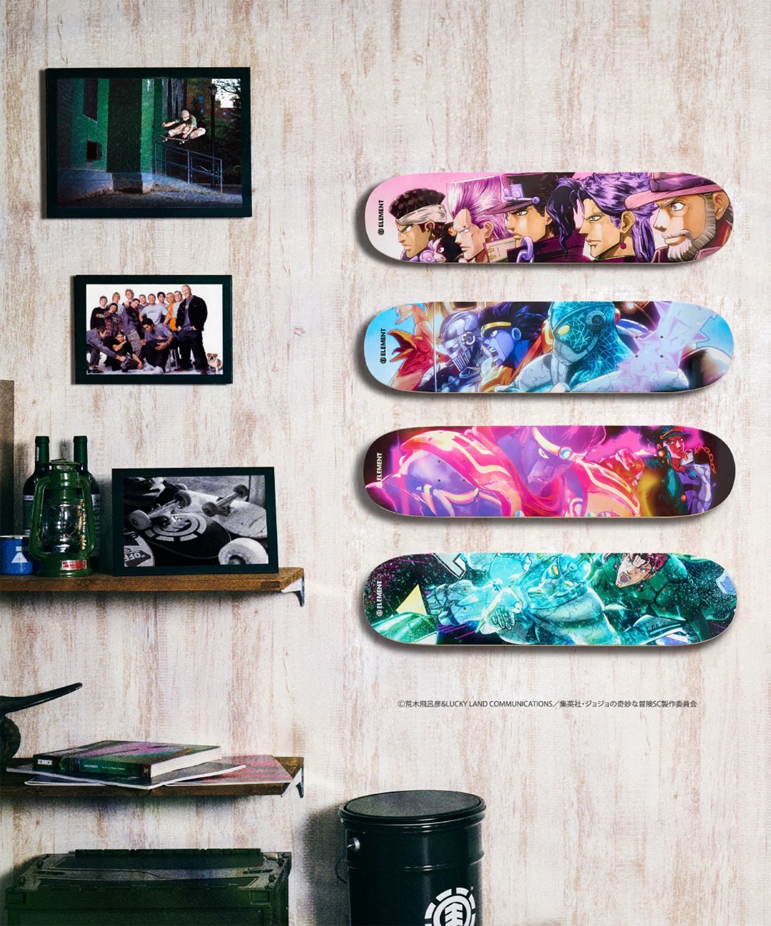 ELEMENT エレメント スケートボード デッキ JOJO コラボ 8inch KAKYOIN X HIEROPHANT GREEN ムラサキスポーツ JOJOの奇妙な冒険(KAKYO-8inch)