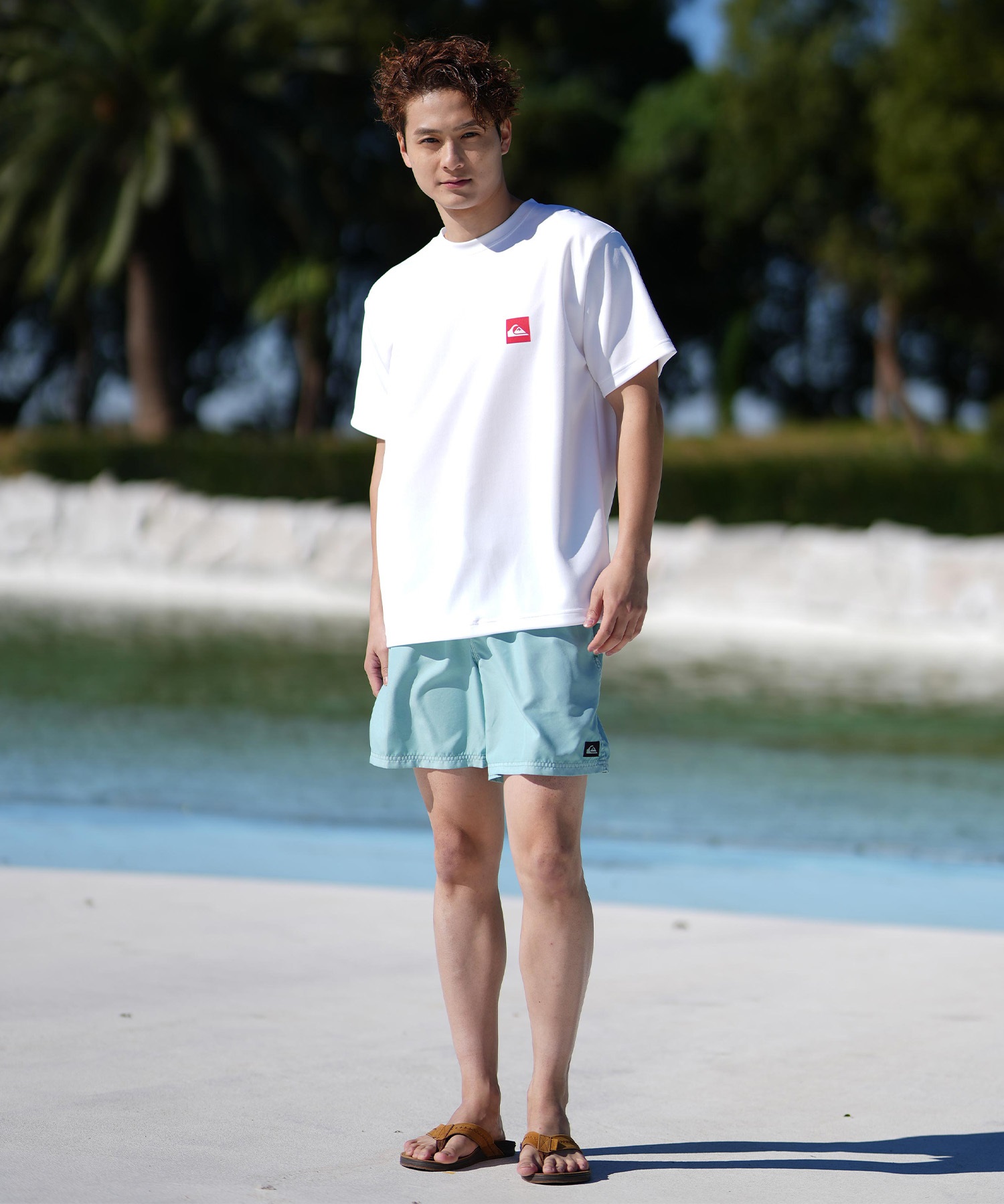 QUIKSILVER クイックシルバー ラッシュガード メンズ 半袖 Tシャツ バックプリント 水陸両用 UVカット QLY251019(WHT-M)