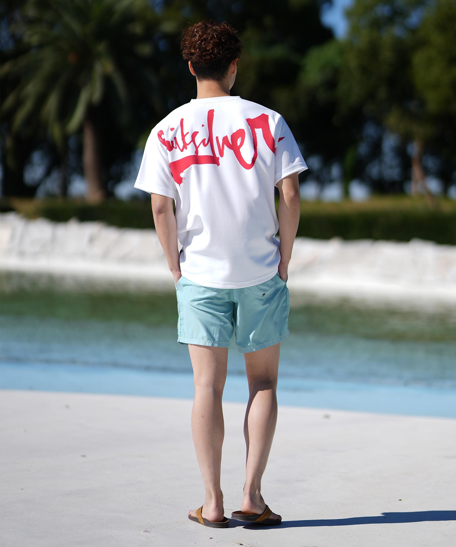 QUIKSILVER クイックシルバー ラッシュガード メンズ 半袖 Tシャツ バックプリント 水陸両用 UVカット QLY251019(WHT-M)