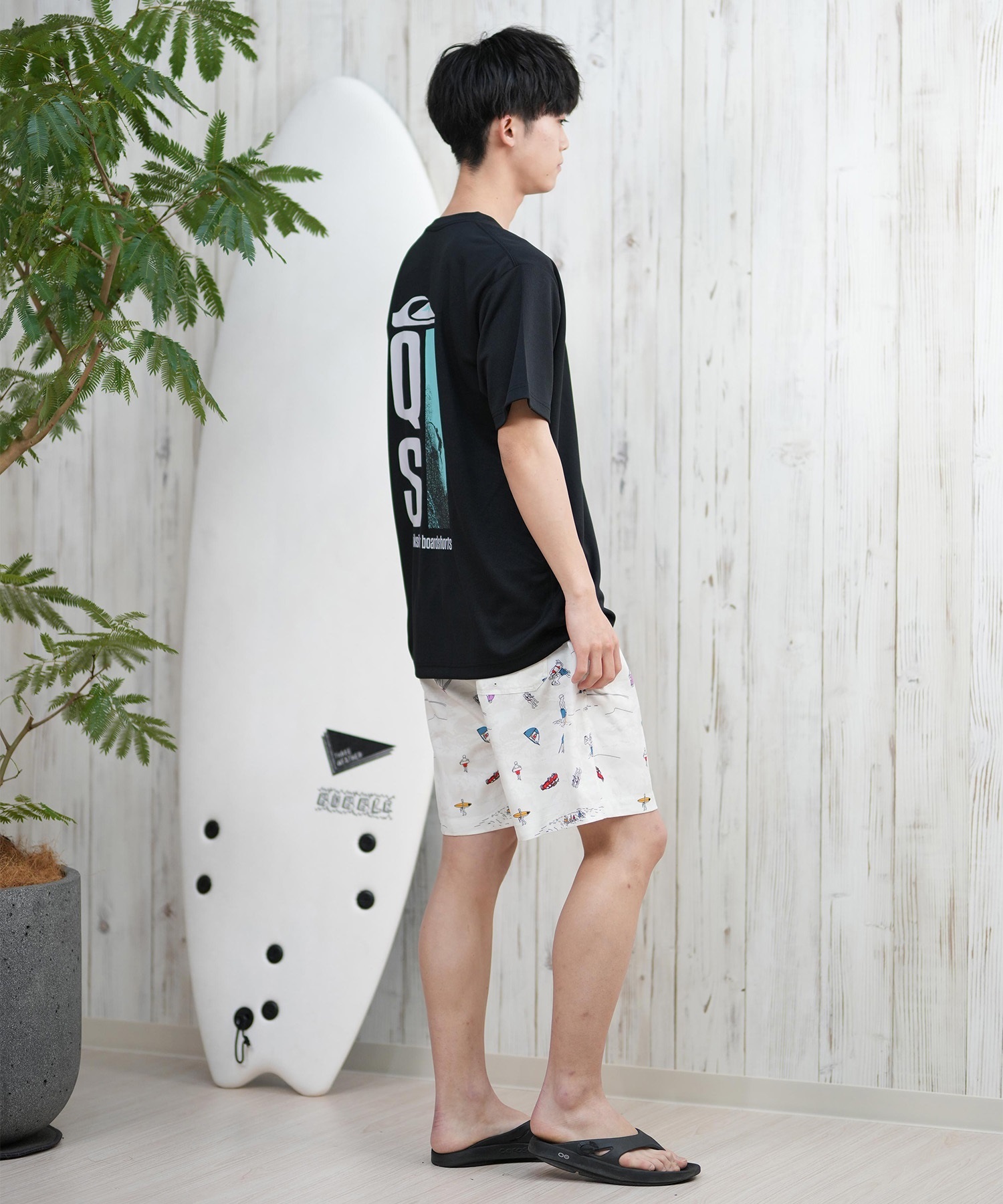 QUIKSILVER クイックシルバー ラッシュガード メンズ 半袖 Tシャツ バックプリント 水陸両用 UVカット QLY251623M ムラサキスポーツ限定(WHT-M)