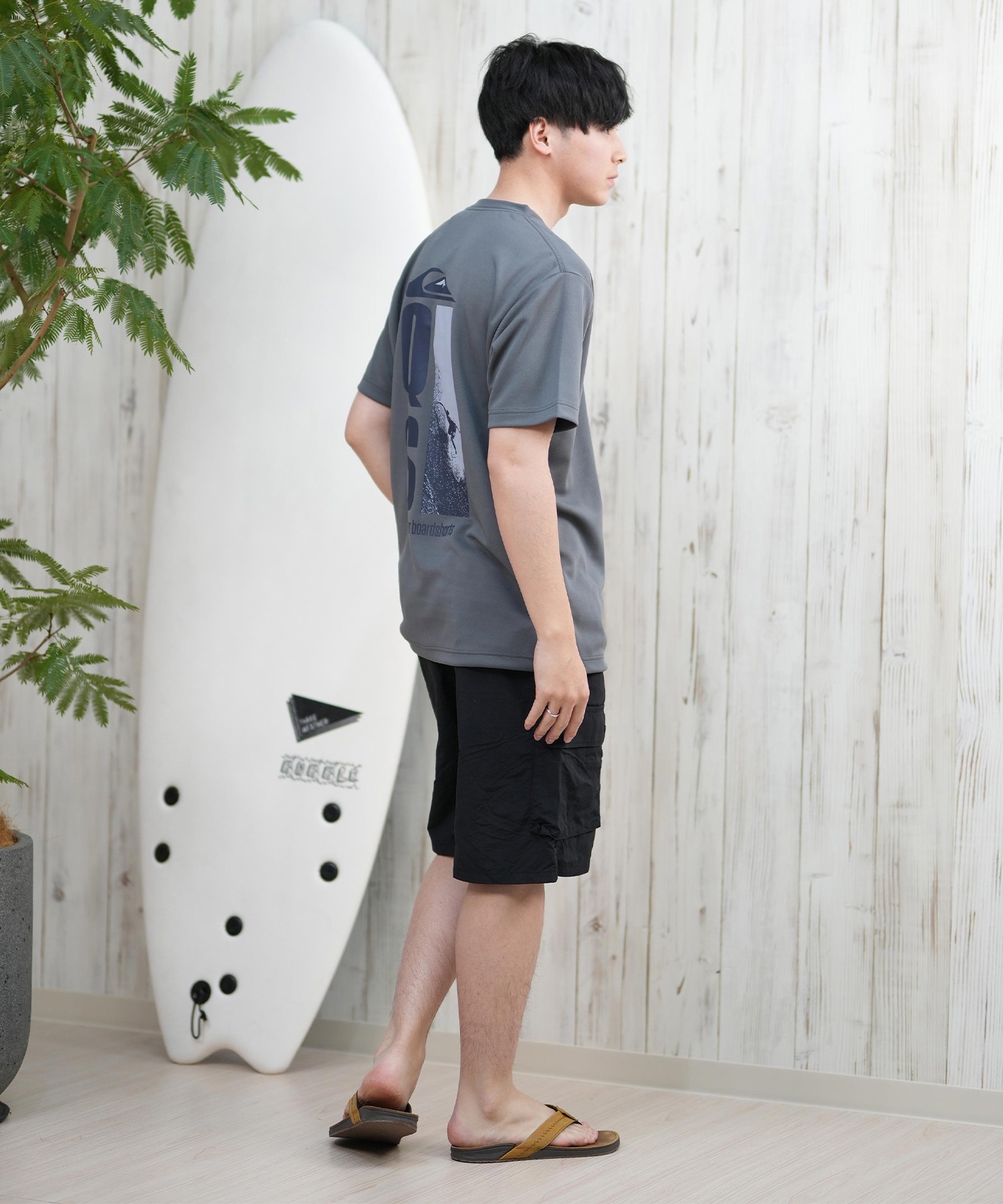 QUIKSILVER クイックシルバー ラッシュガード メンズ 半袖 Tシャツ バックプリント 水陸両用 UVカット QLY251623M ムラサキスポーツ限定(WHT-M)