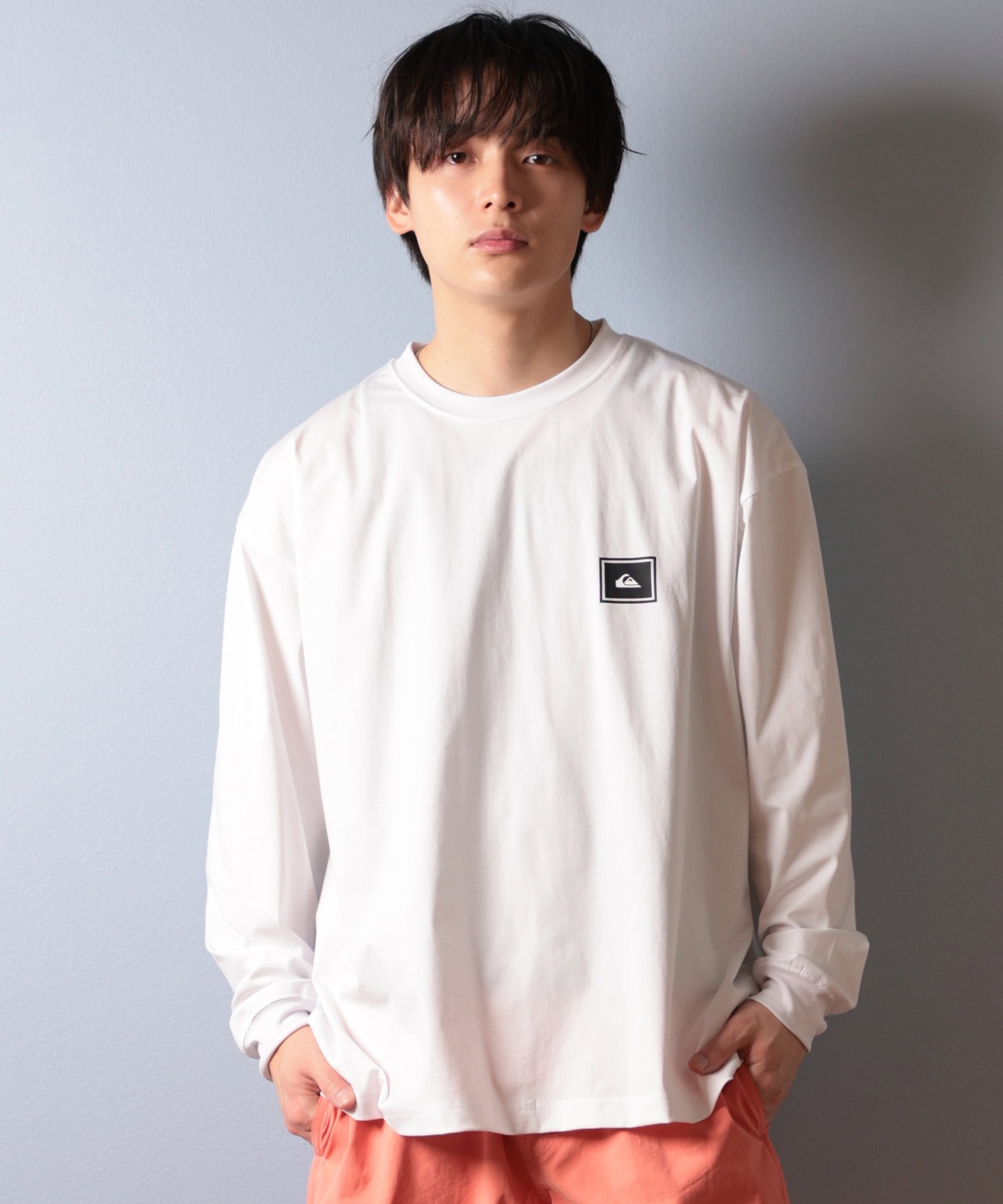 QUIKSILVER クイックシルバー ラッシュガード メンズ 長袖 Tシャツ ロンT バックプリント水陸両用 UVカット QLY251627M ムラサキスポーツ限定(WHT-M)