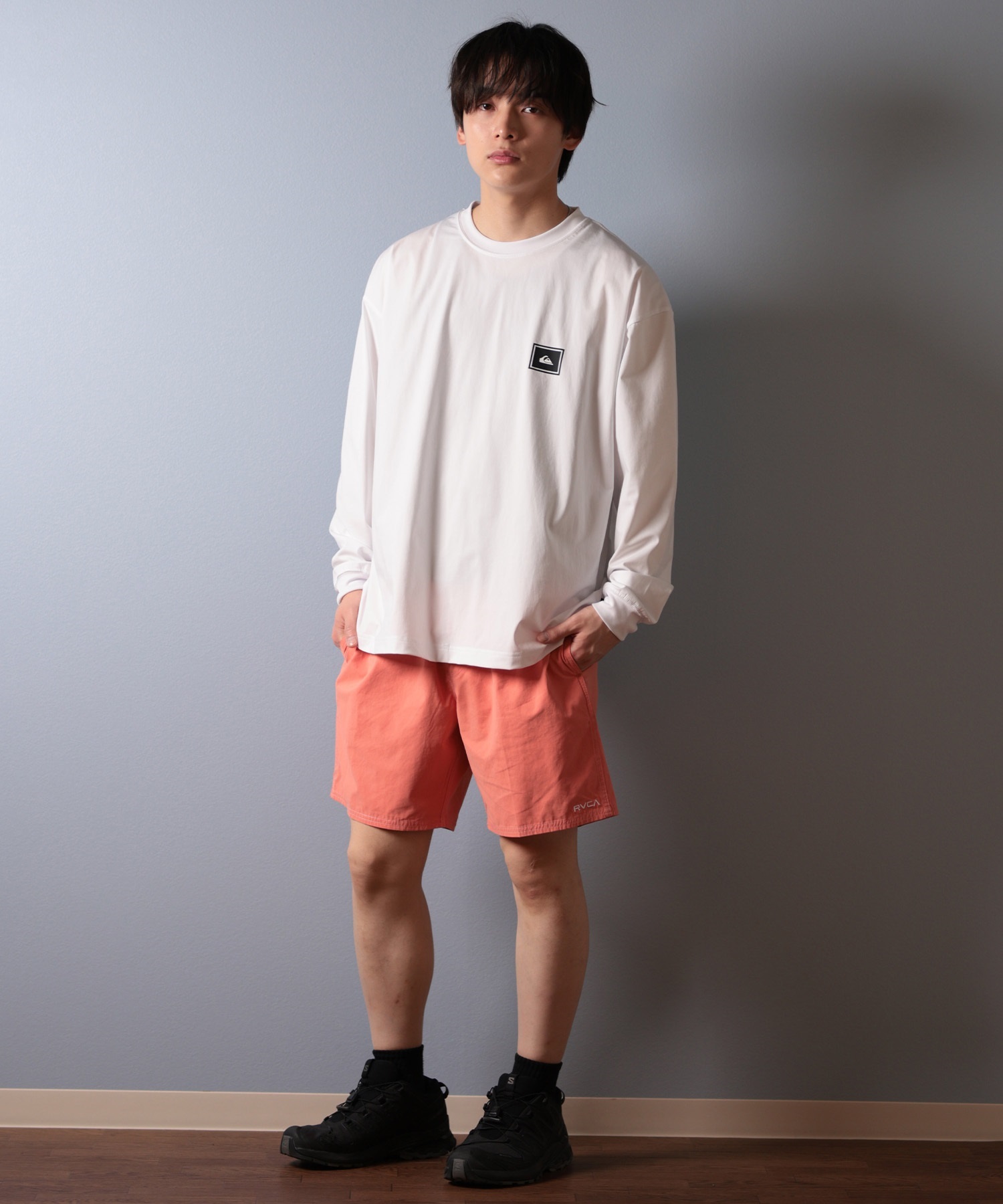QUIKSILVER クイックシルバー ラッシュガード メンズ 長袖 Tシャツ ロンT バックプリント水陸両用 UVカット QLY251627M ムラサキスポーツ限定(WHT-M)