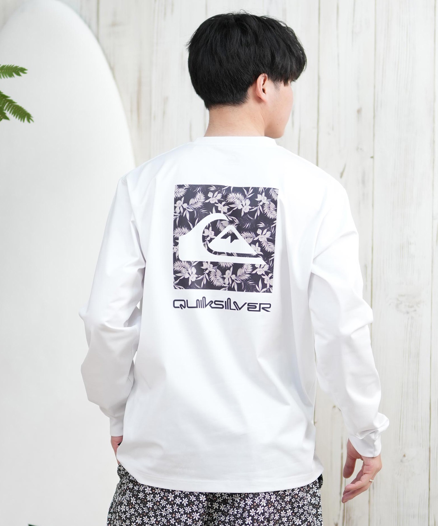 QUIKSILVER クイックシルバー ラッシュガード メンズ 長袖 Tシャツ ロンT バックプリント 水陸両用 UVカット QLY251628M ムラサキスポーツ限定(WHT1-M)