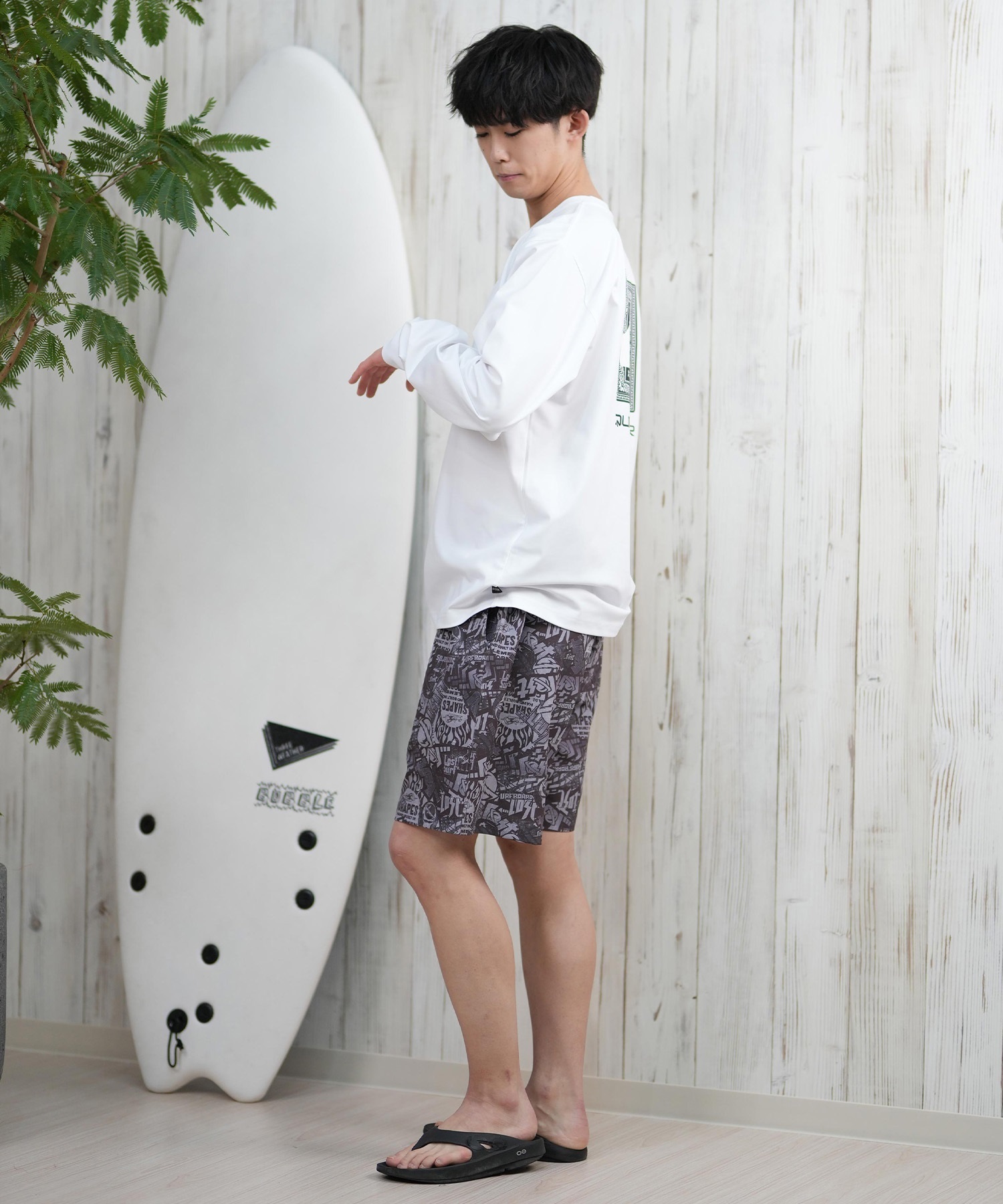 QUIKSILVER クイックシルバー ラッシュガード メンズ 長袖 Tシャツ ロンT バックプリント 水陸両用 UVカット QLY251628M ムラサキスポーツ限定(WHT1-M)