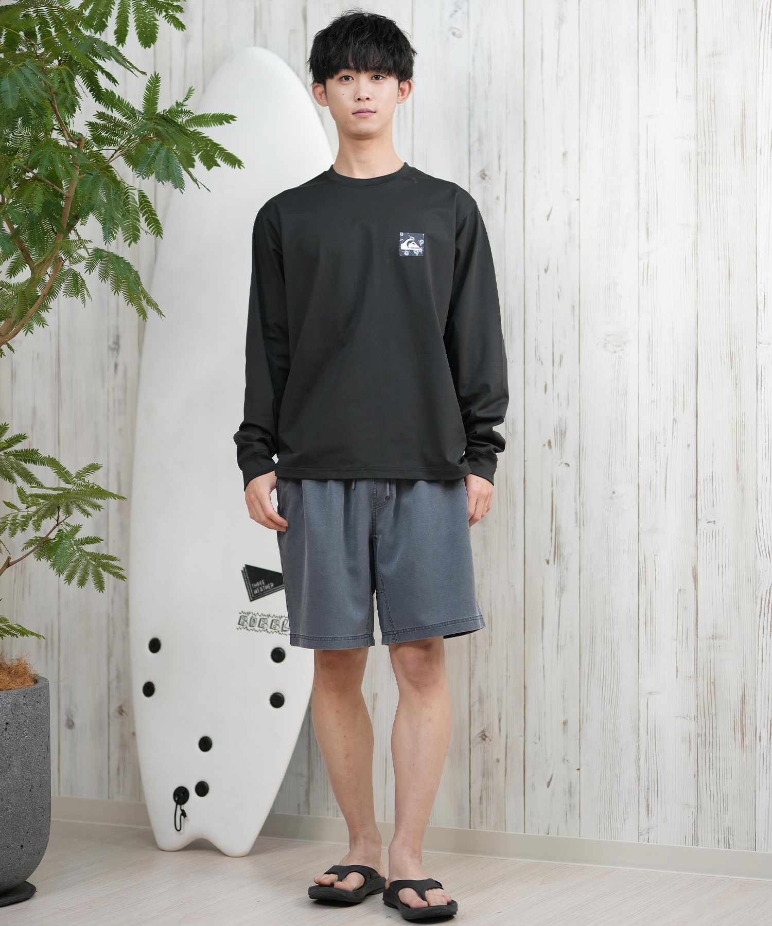 QUIKSILVER クイックシルバー ラッシュガード メンズ 長袖 Tシャツ ロンT バックプリント 水陸両用 UVカット QLY251628M ムラサキスポーツ限定(WHT1-M)