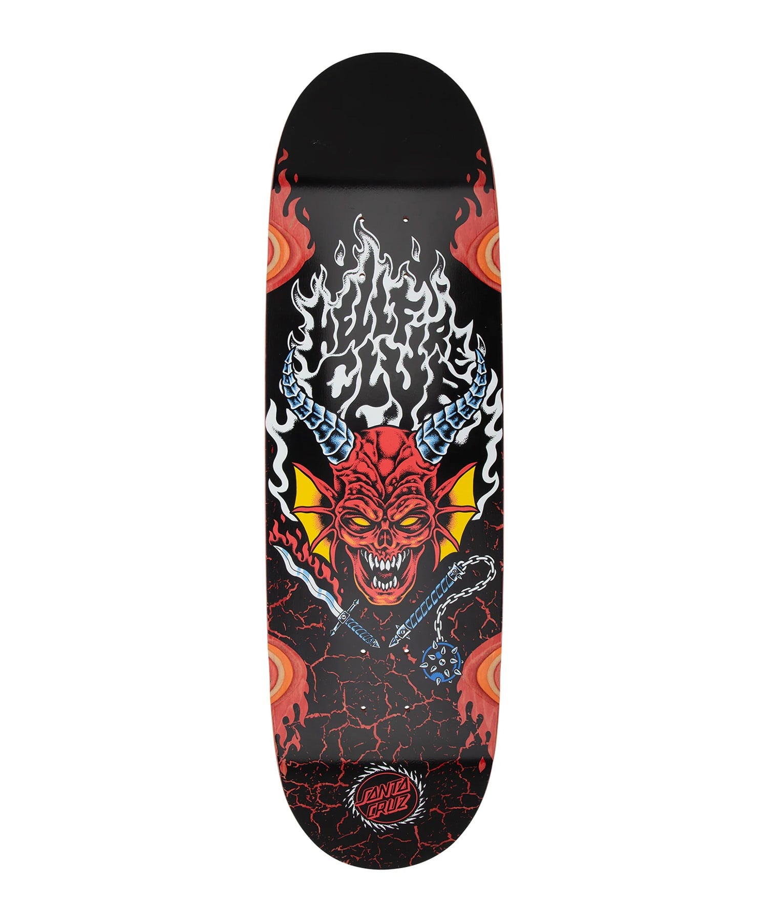 SANTA CRUZ サンタクルーズ スケートボード デッキ STRANGER THINGS 9inch HELLFIRE CLUB FLAMES  海外ドラマ コラボ ムラサキスポーツ(BLK-9inch)