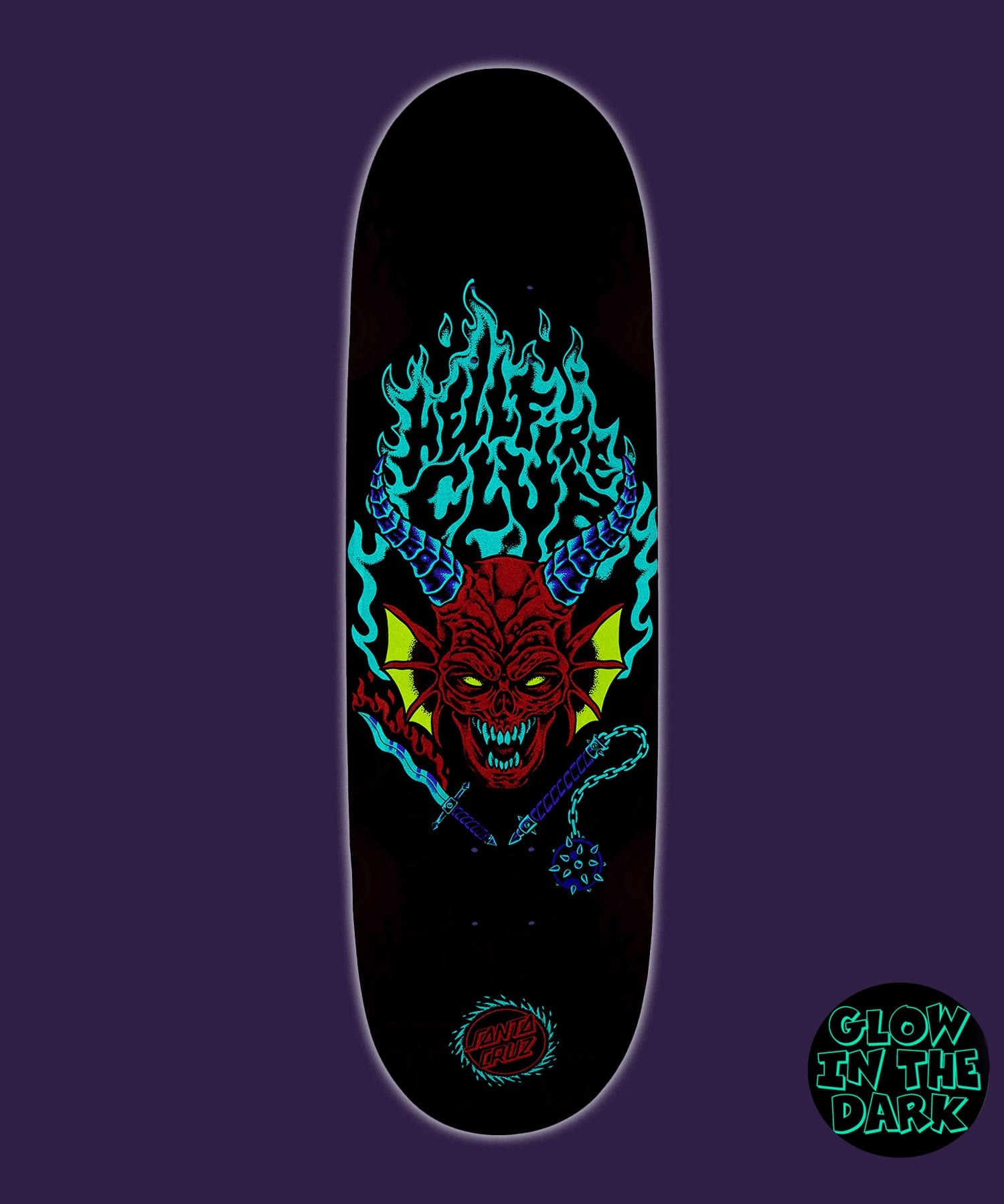 SANTA CRUZ サンタクルーズ スケートボード デッキ STRANGER THINGS 9inch HELLFIRE CLUB FLAMES  海外ドラマ コラボ ムラサキスポーツ(BLK-9inch)