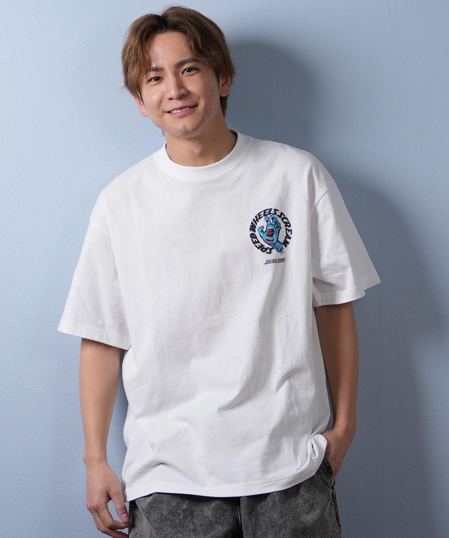SANTACRUZ サンタクルーズ 半袖 Tシャツ メンズ バックプリント ロゴ スクリーミングハンド 502252401 ムラサキスポーツ限定(WHITE-M)