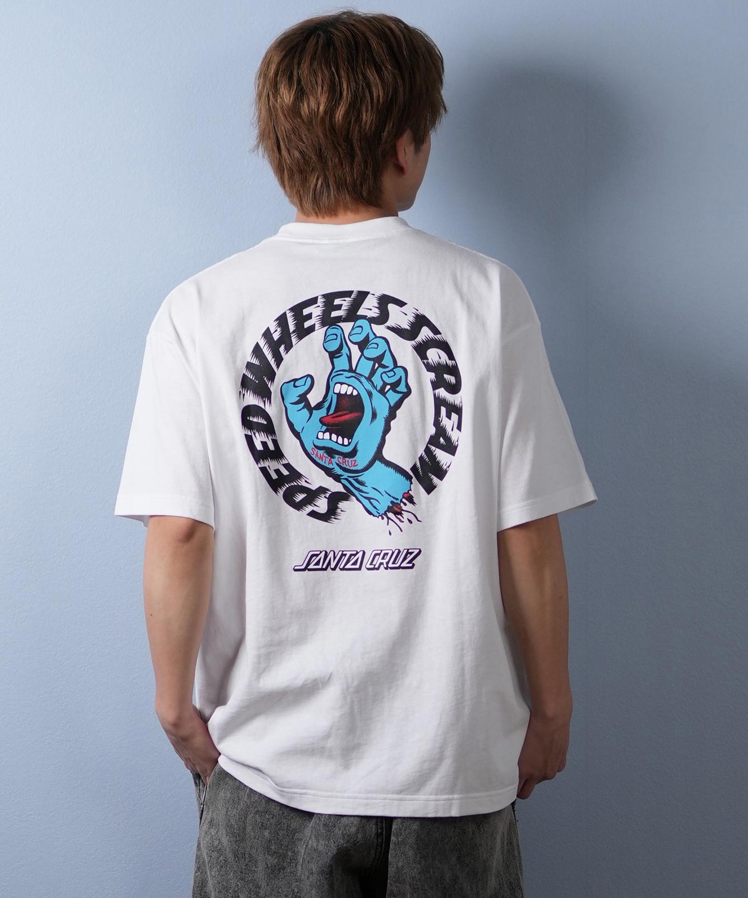 SANTACRUZ サンタクルーズ 半袖 Tシャツ メンズ バックプリント ロゴ スクリーミングハンド 502252401 ムラサキスポーツ限定(WHITE-M)