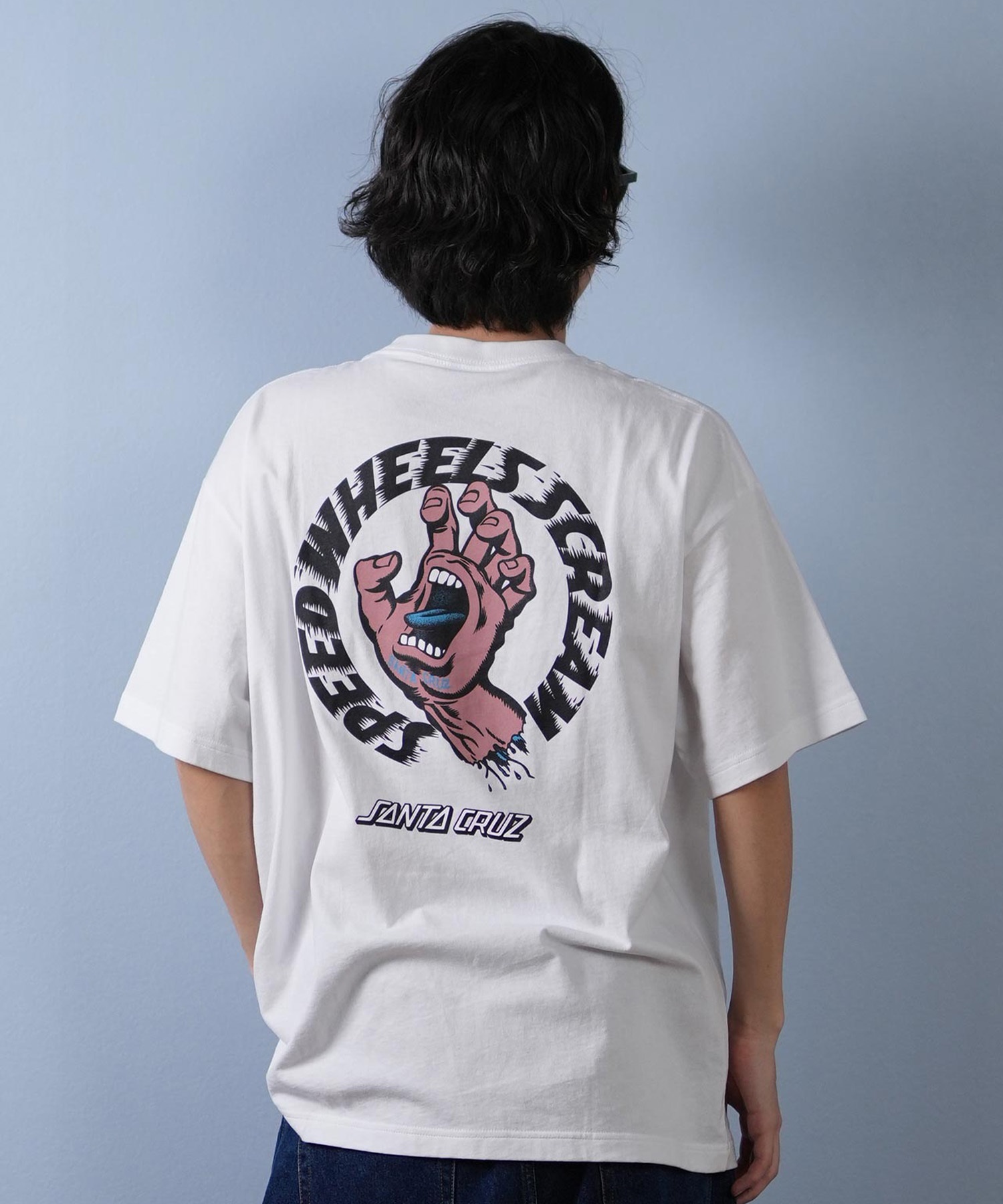 SANTACRUZ サンタクルーズ 半袖 Tシャツ メンズ バックプリント ロゴ スクリーミングハンド 502252401 ムラサキスポーツ限定(WHITE-M)