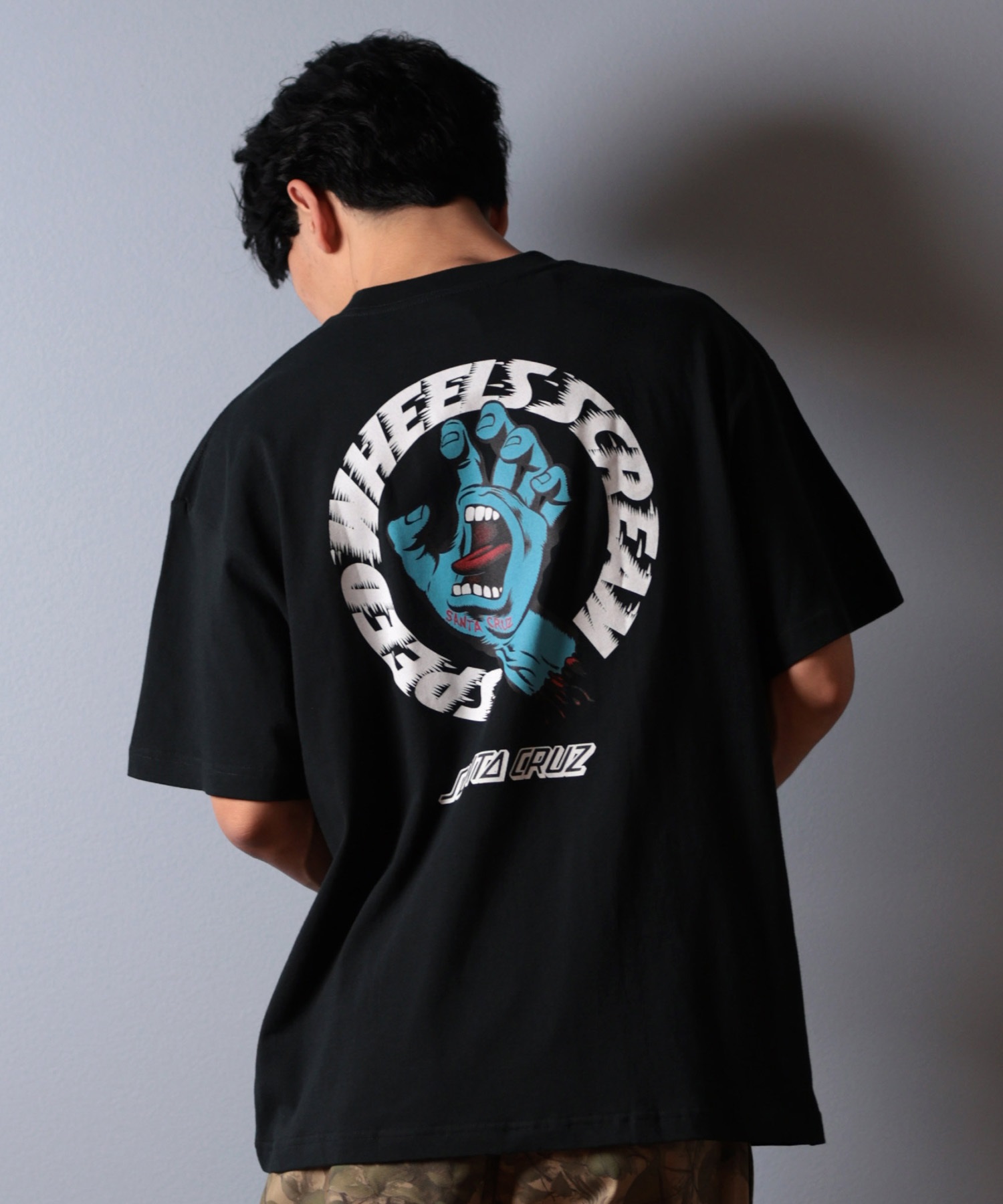 SANTACRUZ サンタクルーズ 半袖 Tシャツ メンズ バックプリント ロゴ スクリーミングハンド 502252401 ムラサキスポーツ限定(WHITE-M)
