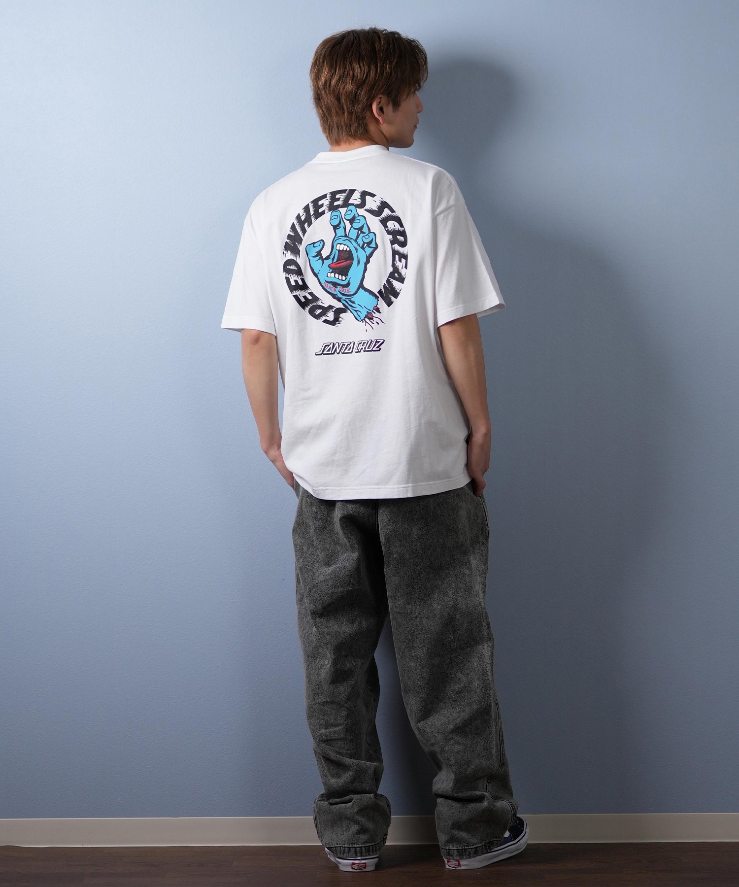 SANTACRUZ サンタクルーズ 半袖 Tシャツ メンズ バックプリント ロゴ スクリーミングハンド 502252401 ムラサキスポーツ限定(WHITE-M)