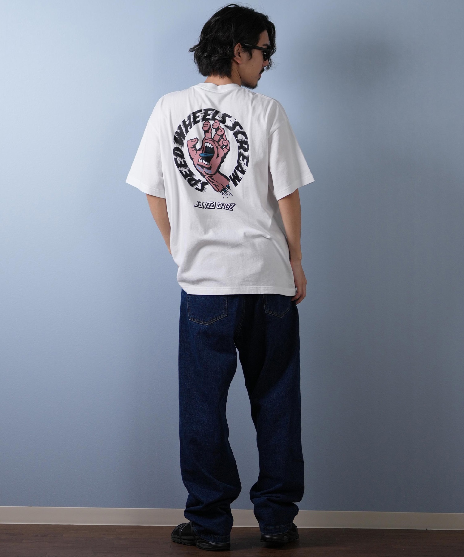 SANTACRUZ サンタクルーズ 半袖 Tシャツ メンズ バックプリント ロゴ スクリーミングハンド 502252401 ムラサキスポーツ限定(WHITE-M)