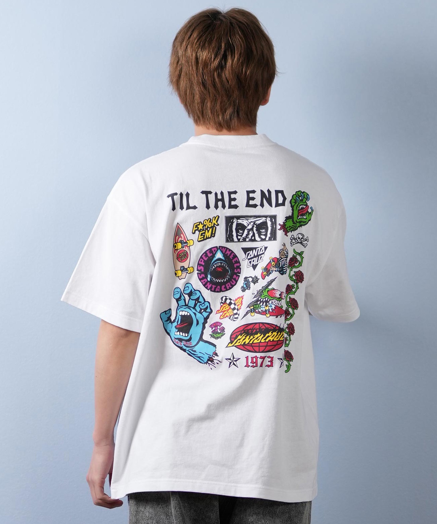 SANTACRUZ サンタクルーズ 半袖 Tシャツ メンズ バックプリント ロゴ スクリーミングハンド 502252402 ムラサキスポーツ限定(WHITE-M)