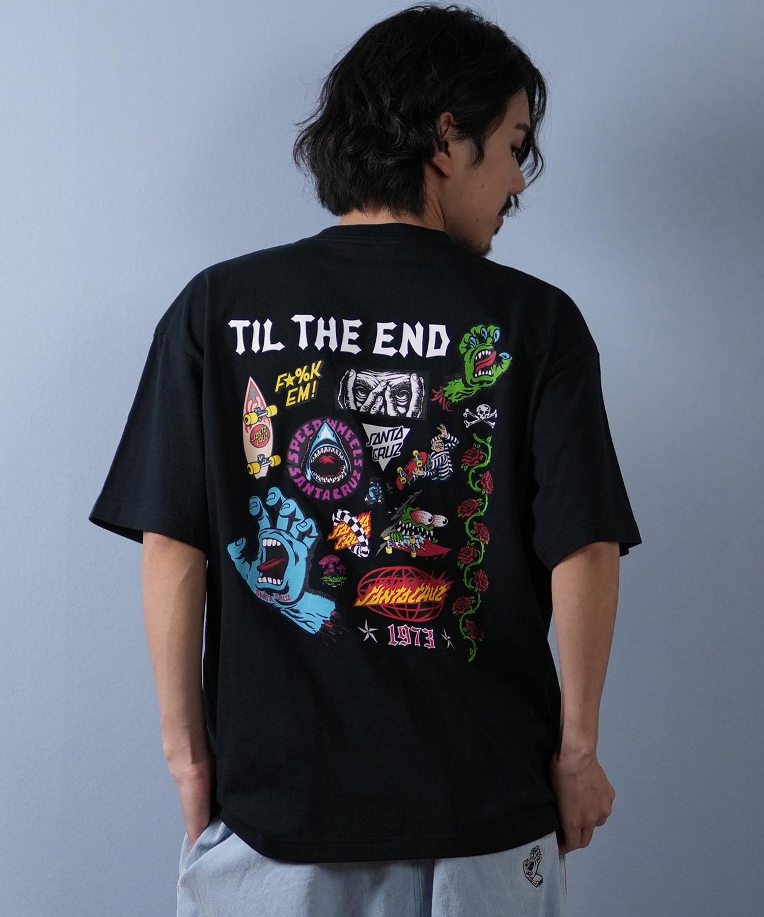 SANTACRUZ サンタクルーズ 半袖 Tシャツ メンズ バックプリント ロゴ スクリーミングハンド 502252402 ムラサキスポーツ限定(WHITE-M)