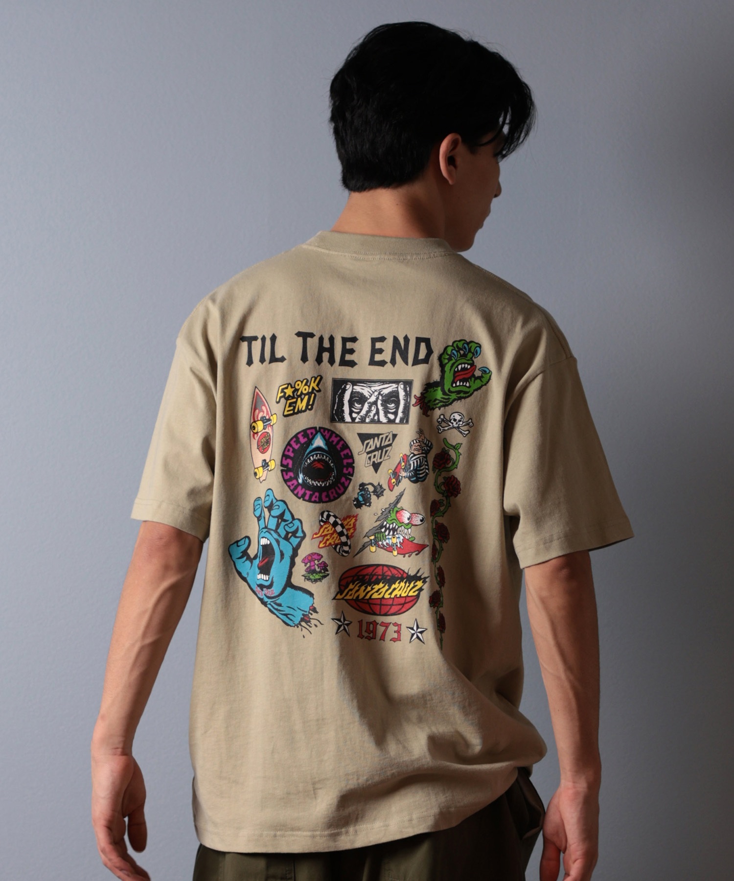 SANTACRUZ サンタクルーズ 半袖 Tシャツ メンズ バックプリント ロゴ スクリーミングハンド 502252402 ムラサキスポーツ限定(WHITE-M)