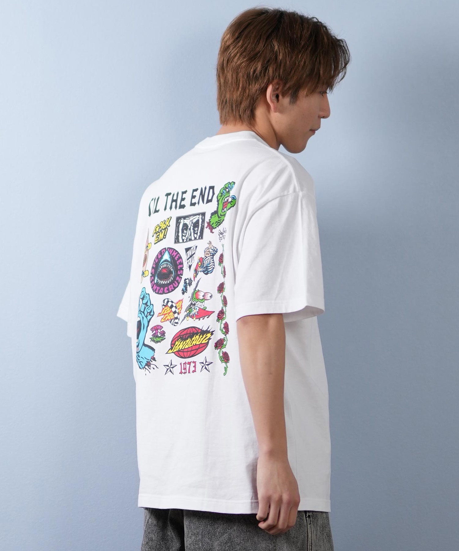 SANTACRUZ サンタクルーズ 半袖 Tシャツ メンズ バックプリント ロゴ スクリーミングハンド 502252402 ムラサキスポーツ限定(WHITE-M)