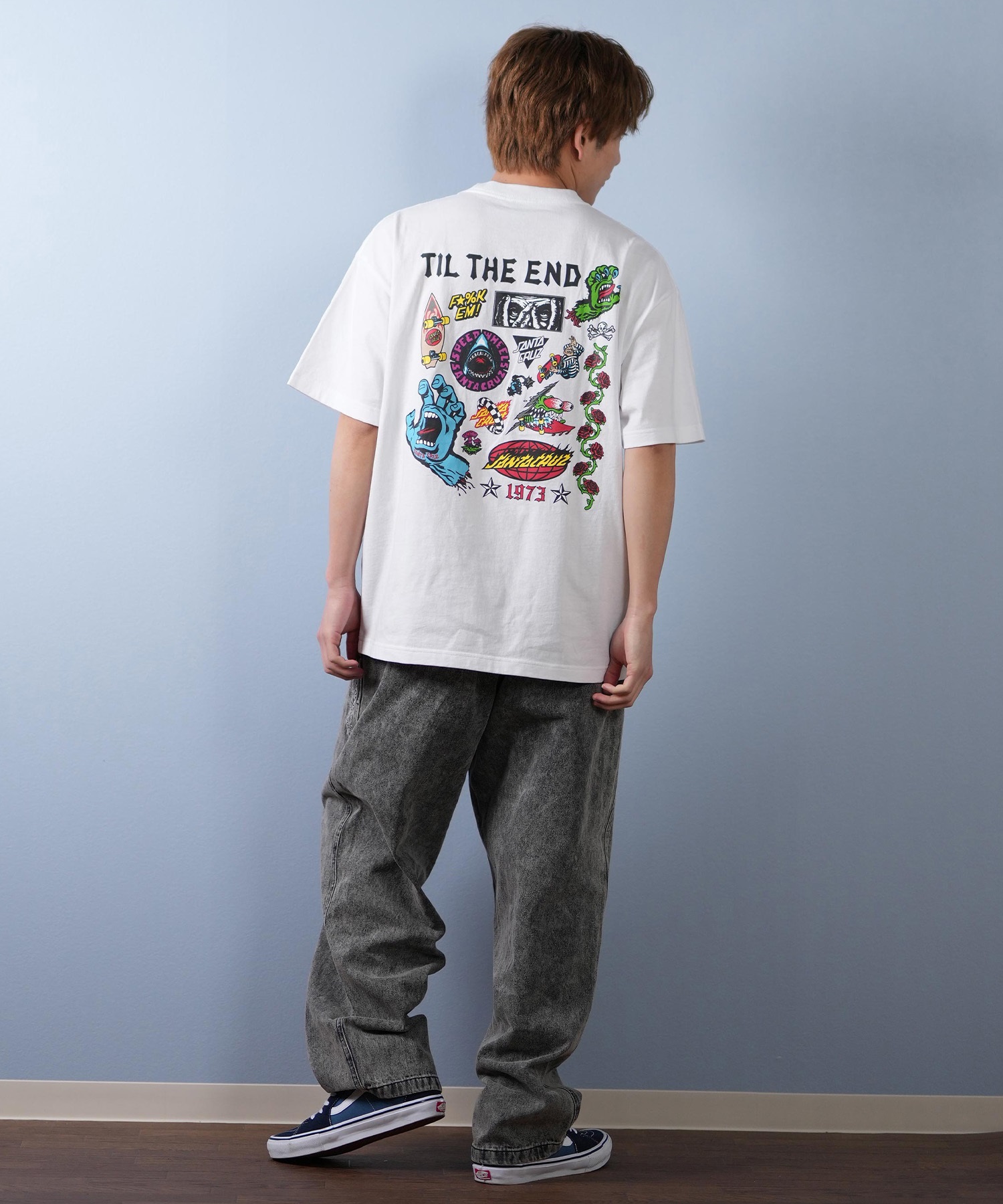 SANTACRUZ サンタクルーズ 半袖 Tシャツ メンズ バックプリント ロゴ スクリーミングハンド 502252402 ムラサキスポーツ限定(WHITE-M)