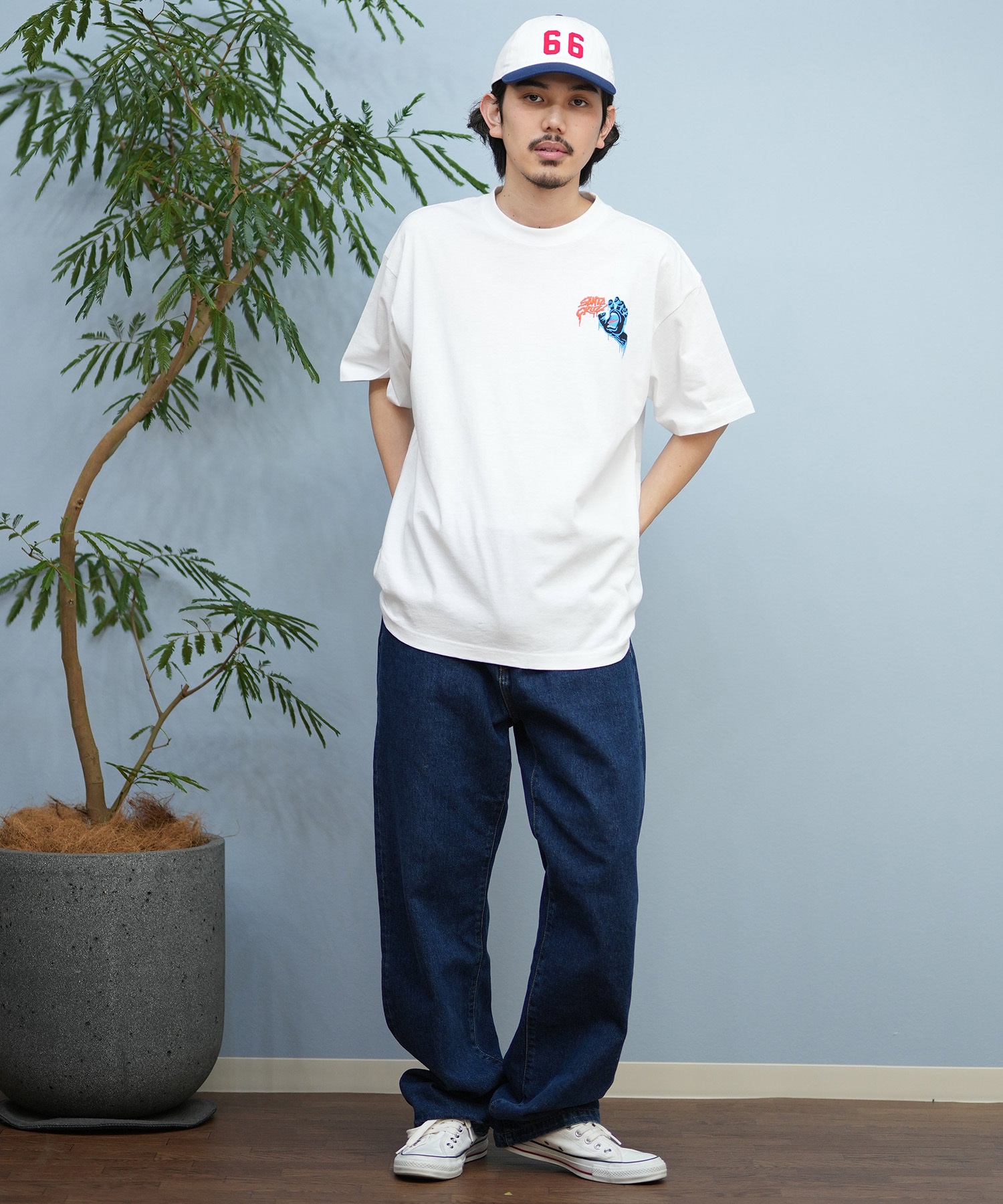 SANTACRUZ サンタクルーズ 半袖 Tシャツ メンズ バックプリント ロゴ スクリーミングハンド 502252403 ムラサキスポーツ限定(WHITE-M)