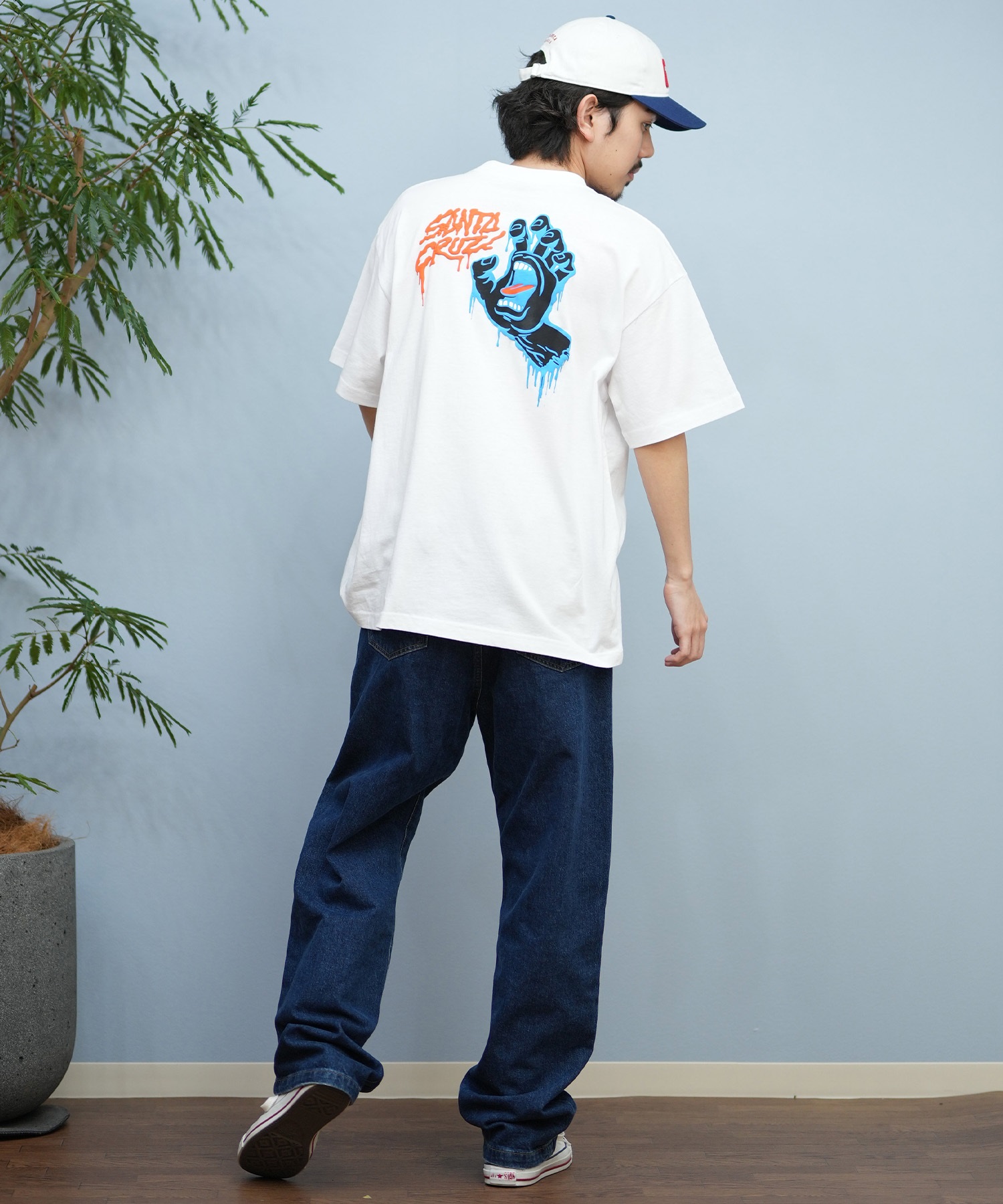 SANTACRUZ サンタクルーズ 半袖 Tシャツ メンズ バックプリント ロゴ スクリーミングハンド 502252403 ムラサキスポーツ限定(WHITE-M)