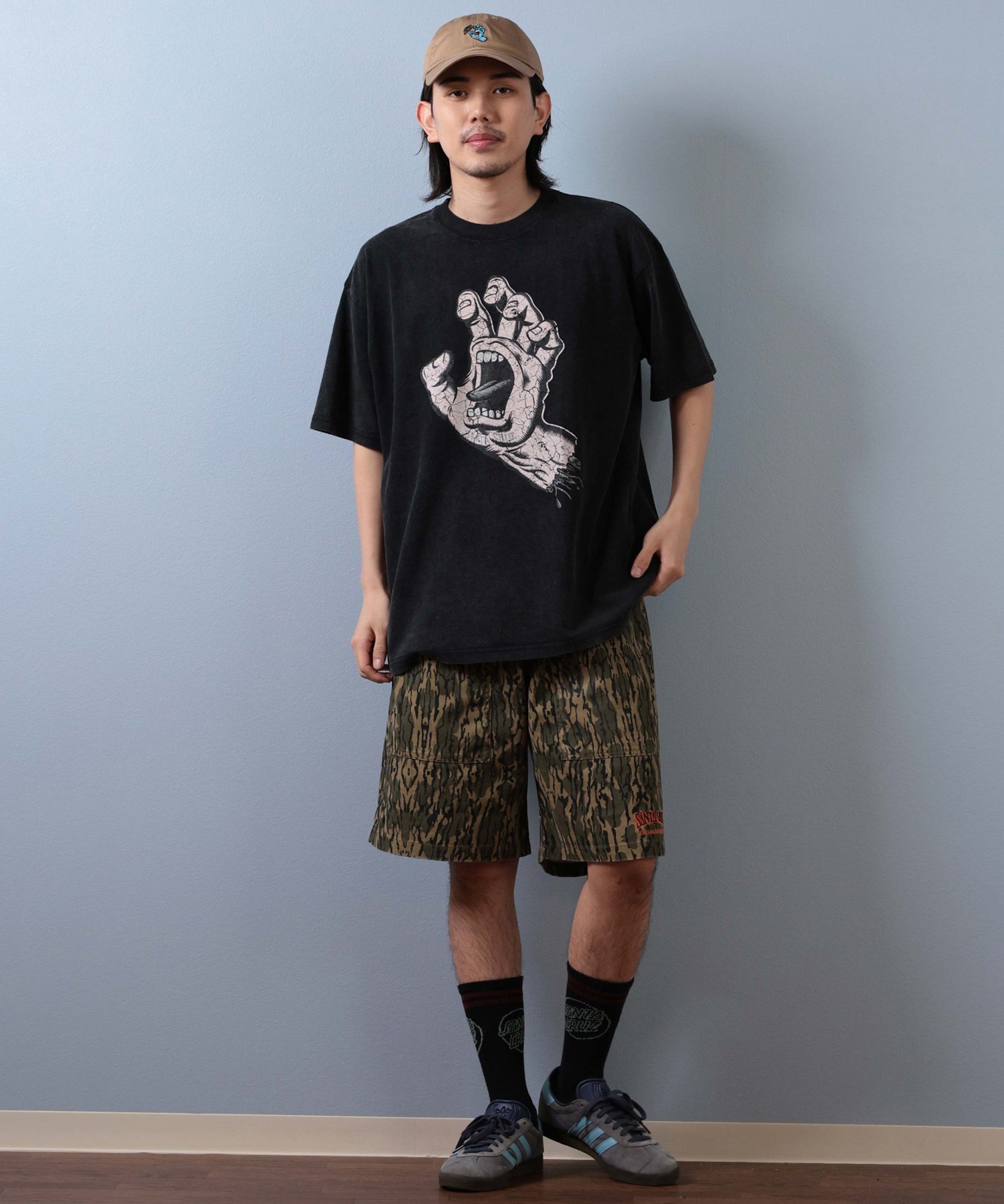 SANTACRUZ サンタクルーズ 半袖 Tシャツ メンズ フロントプリント バックプリント 502253411 ムラサキスポーツ限定(BLHND-M)