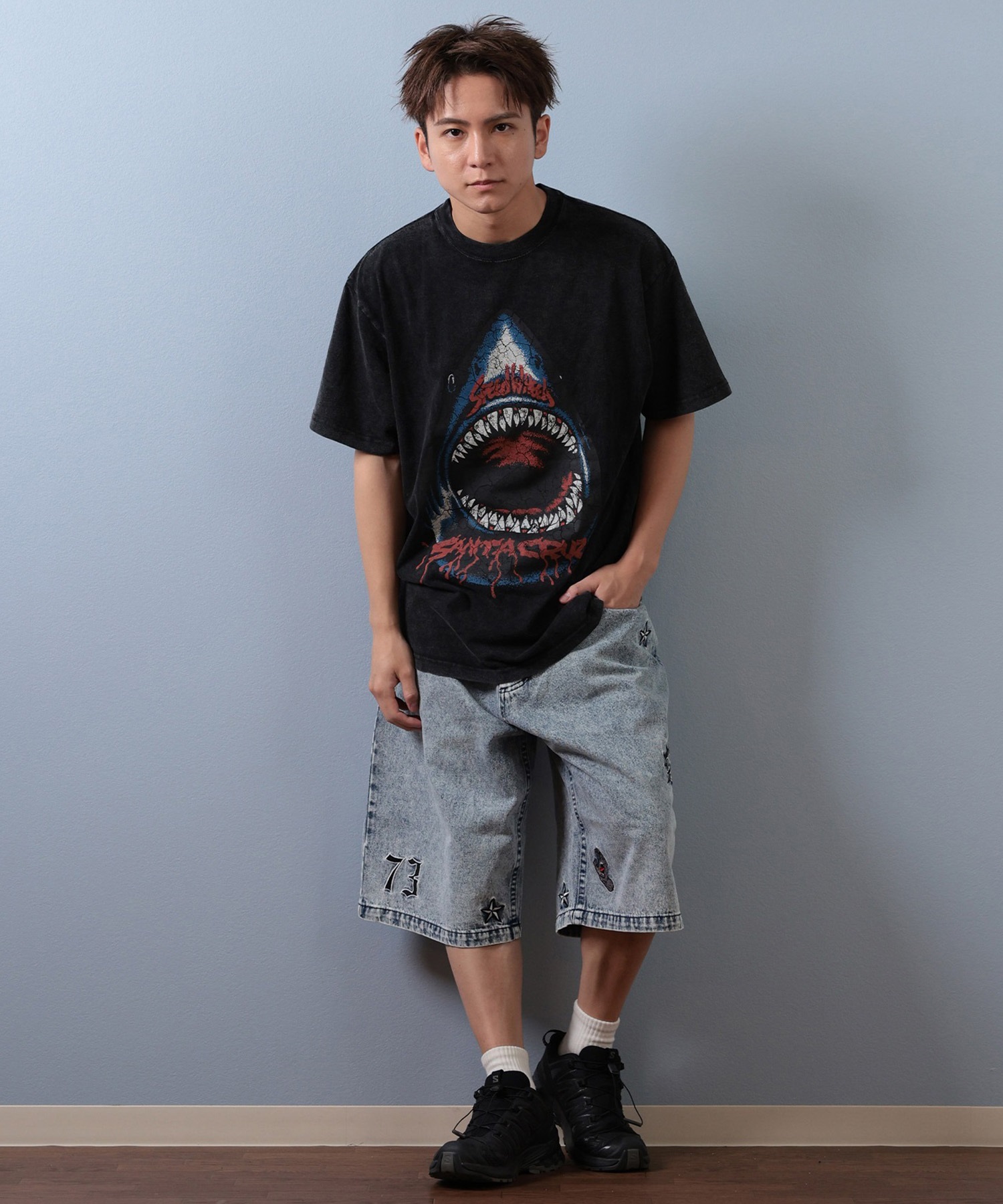 SANTACRUZ サンタクルーズ 半袖 Tシャツ メンズ フロントプリント バックプリント 502253411 ムラサキスポーツ限定(BLHND-M)