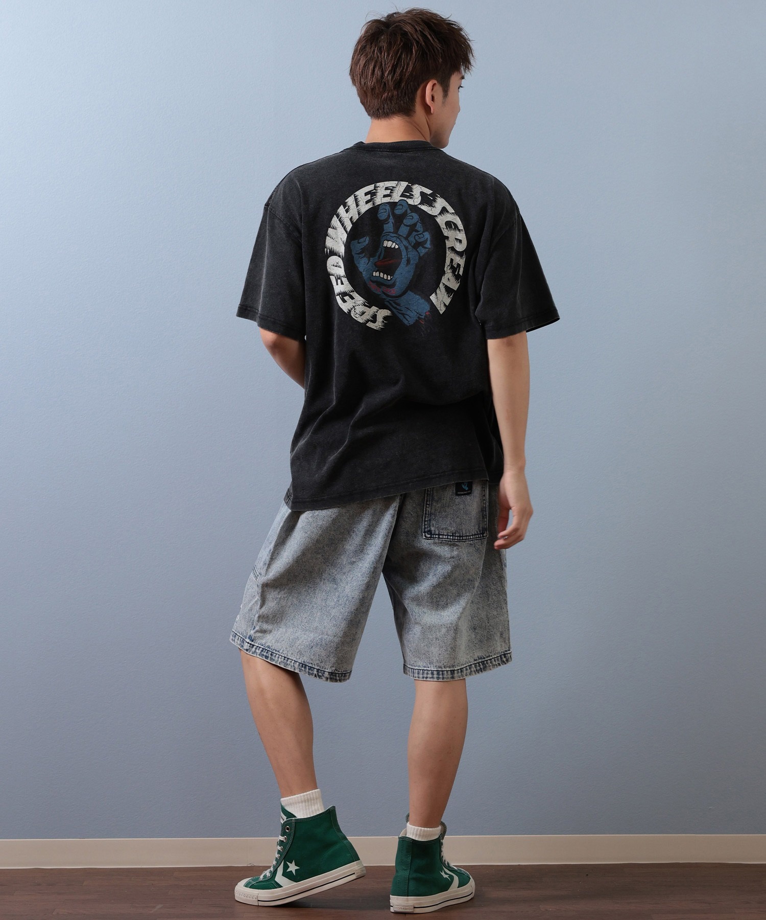 SANTACRUZ サンタクルーズ 半袖 Tシャツ メンズ フロントプリント バックプリント 502253411 ムラサキスポーツ限定(BLHND-M)