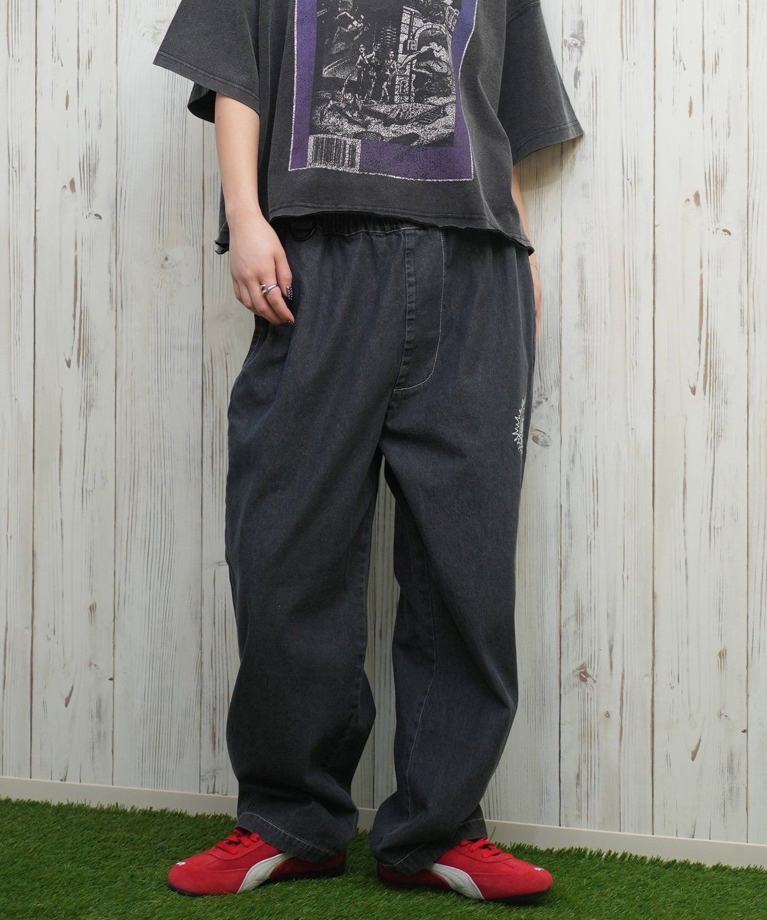 SANTACRUZ サンタクルーズ ロングパンツ レディース デニム イージーパンツ 502251531 ムラサキスポーツ限定(BKDSW-M)