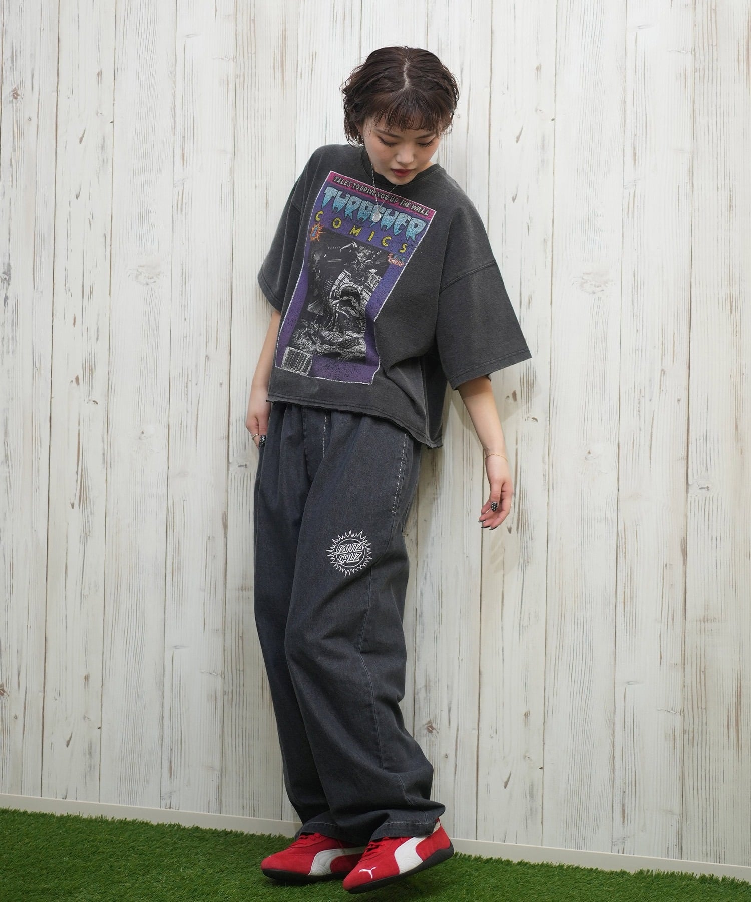 SANTACRUZ サンタクルーズ ロングパンツ レディース デニム イージーパンツ 502251531 ムラサキスポーツ限定(BKDSW-M)