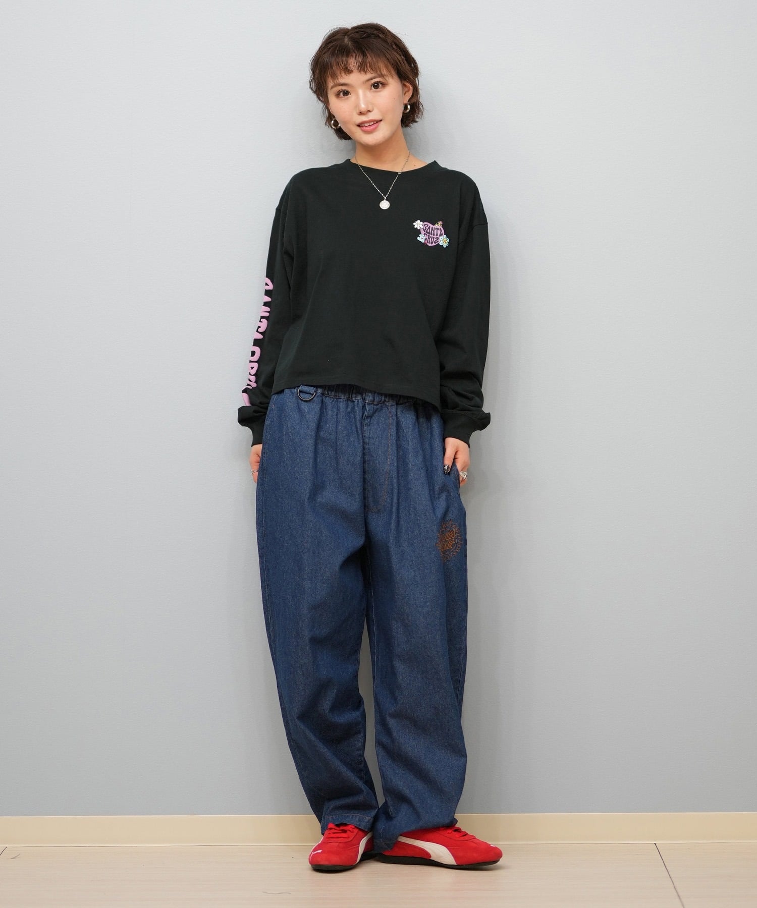 SANTACRUZ サンタクルーズ ロングパンツ レディース デニム イージーパンツ 502251531 ムラサキスポーツ限定(BKDSW-M)