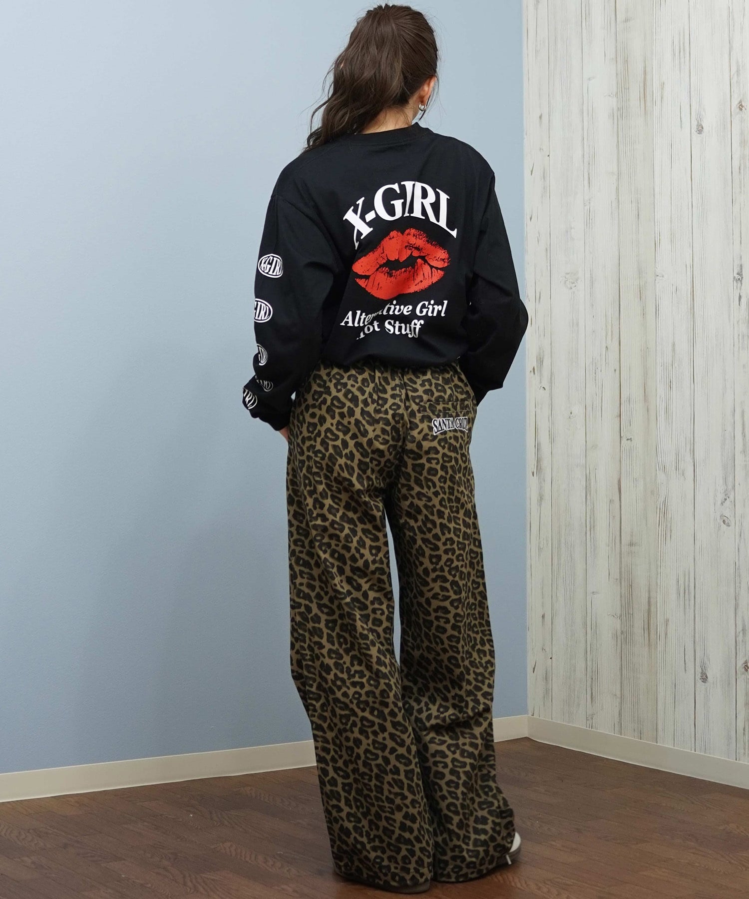 SANTACRUZ サンタクルーズ ロングパンツ レディース ヒョウ柄 レオパード柄 ゼブラ柄 チノ ワークパンツ 502254531(LEOBR-M)