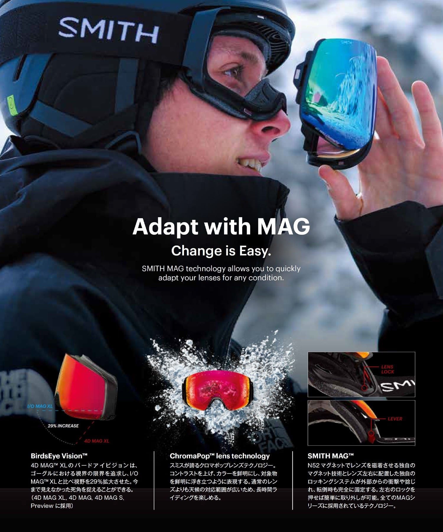 SMITH スミス Early MODEL SQUAD MAG 平面レンズ アーリーモデル スノーボード ゴーグル ユニセックス 25-26モデル MM G24 【2526】(CopyCat-ONE)