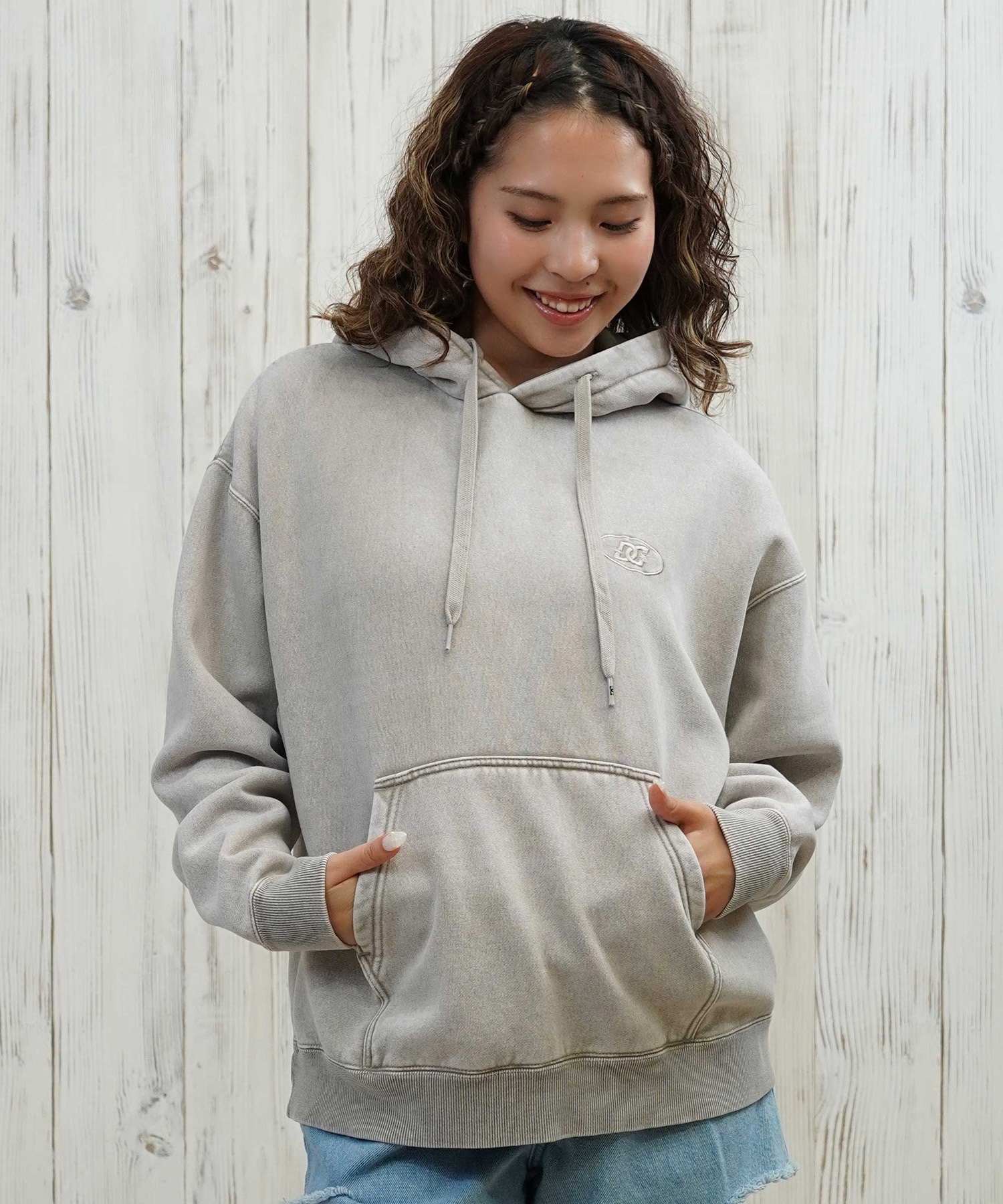 DC ディーシー プルオーバー パーカー レディース クロップド丈 ショート丈 裏起毛 LPO254308(BES-M)