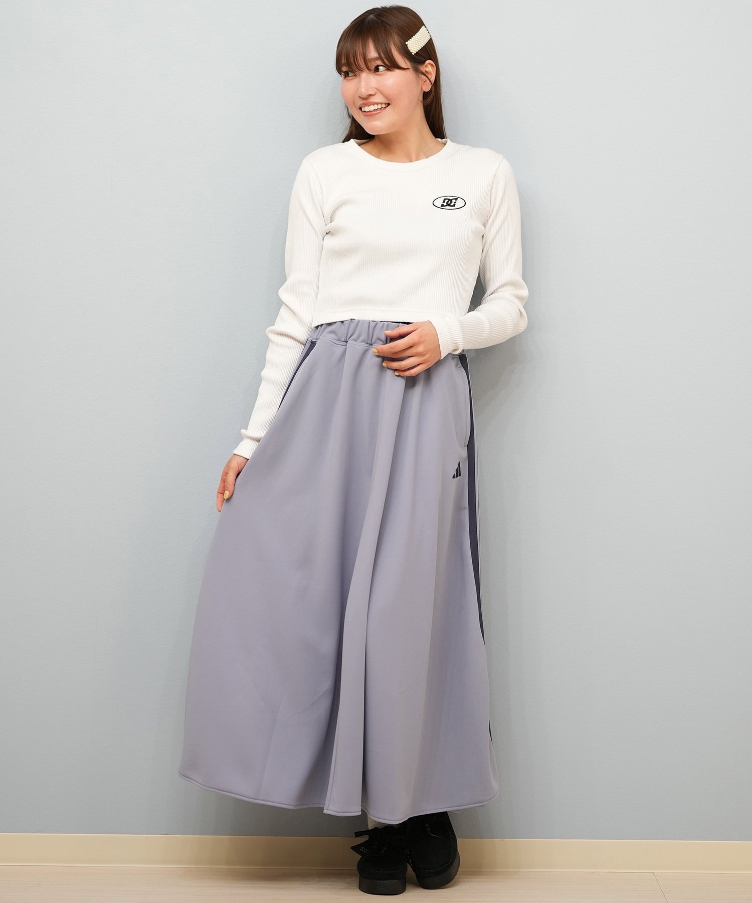 DC ディーシー 長袖 Tシャツ ロンT レディース クロップド丈 ショート丈 シンプル TELECO SHORT LS LLT254311(BES-M)