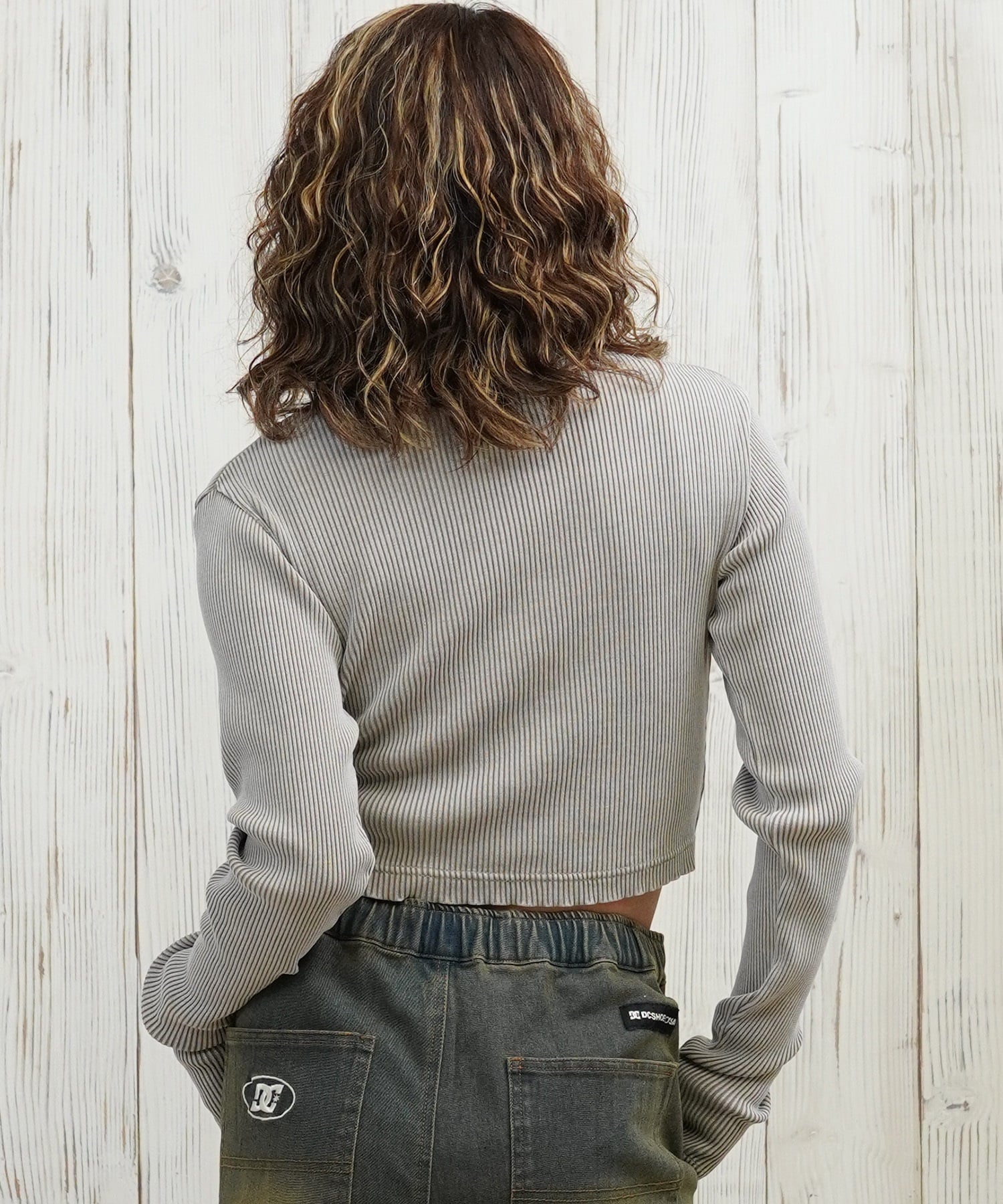 DC ディーシー 長袖 Tシャツ ロンT レディース クロップド丈 ショート丈 ハーフジップ LLT254312(BES-M)