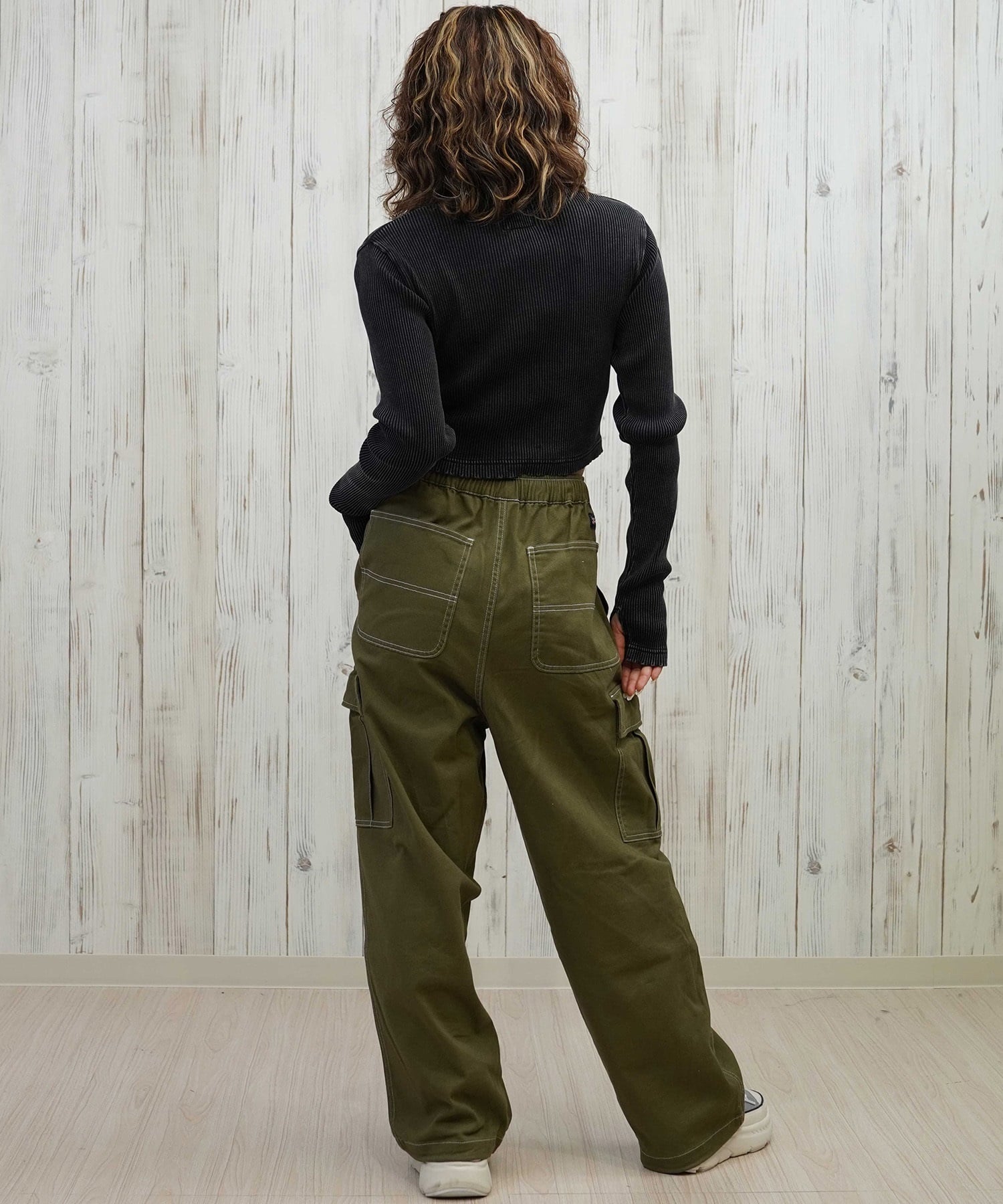 DC ディーシー 長袖 Tシャツ ロンT レディース クロップド丈 ショート丈 ハーフジップ LLT254312(BES-M)