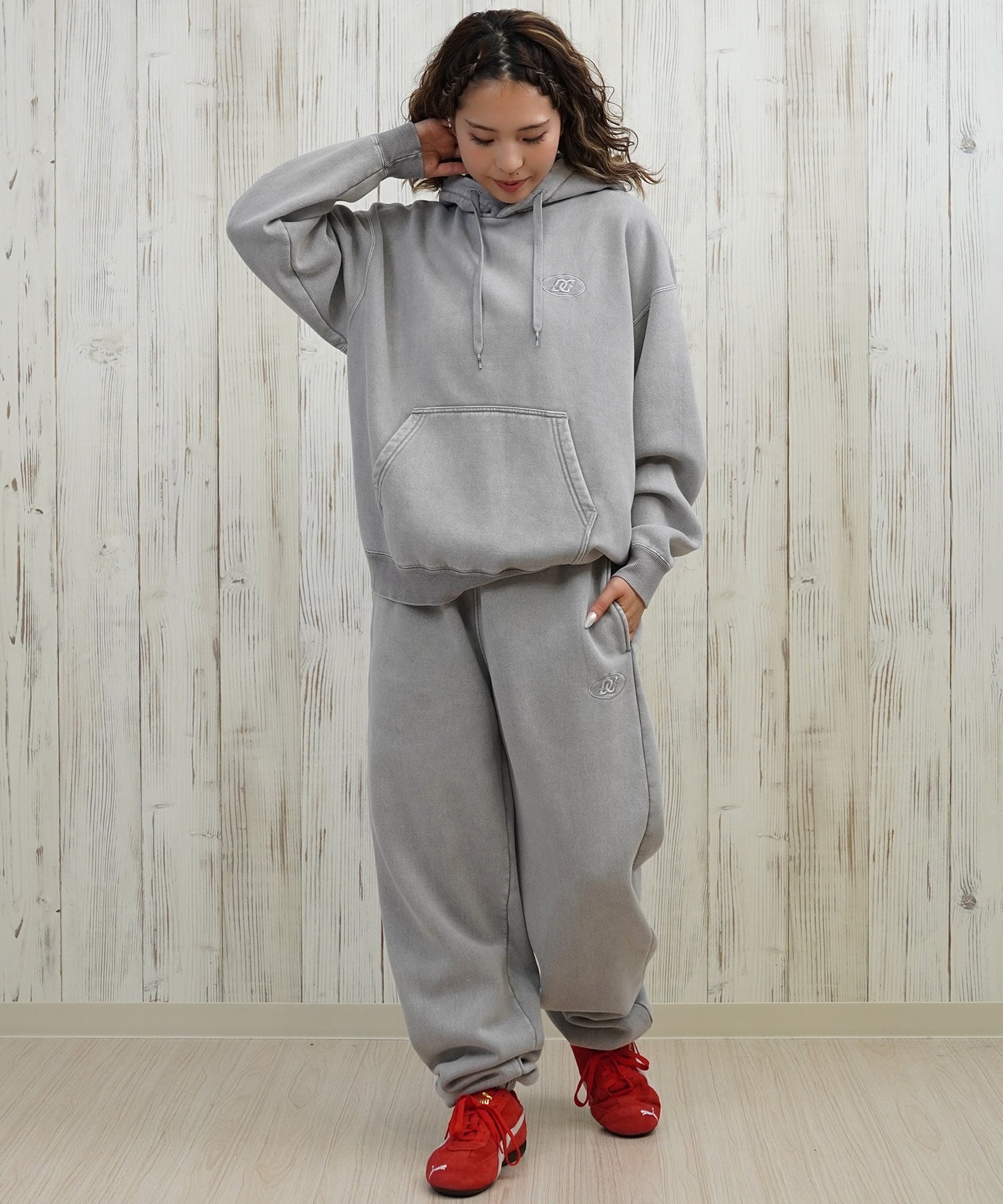 DC ディーシー ロングパンツ レディース スウェット パンツ 裏起毛 ワイド スウェットパンツ LPT254304(BES-M)