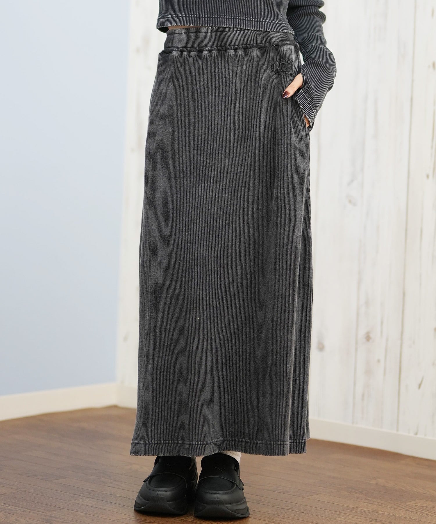 DC ディーシー スカート レディース ロングスカート リブ スリット LSK254318M ムラサキスポーツ限定(BKS-M)