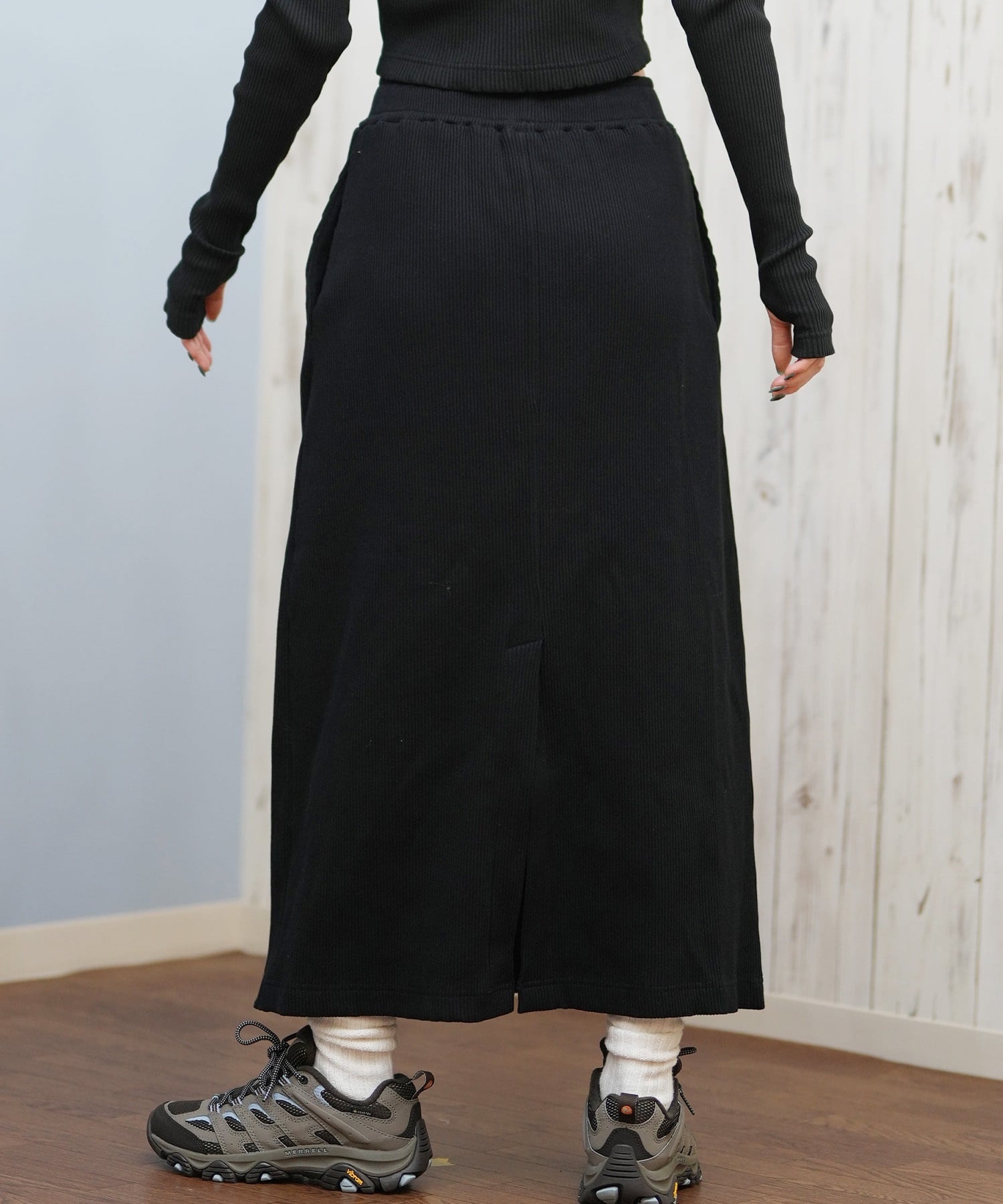 DC ディーシー スカート レディース ロングスカート リブ スリット LSK254318M ムラサキスポーツ限定(BKS-M)