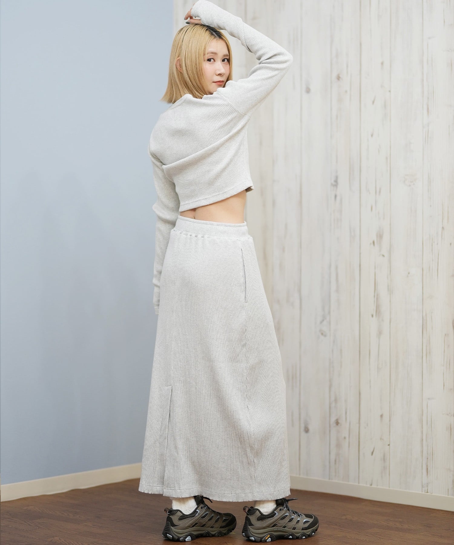 DC ディーシー スカート レディース ロングスカート リブ スリット LSK254318M ムラサキスポーツ限定(BKS-M)