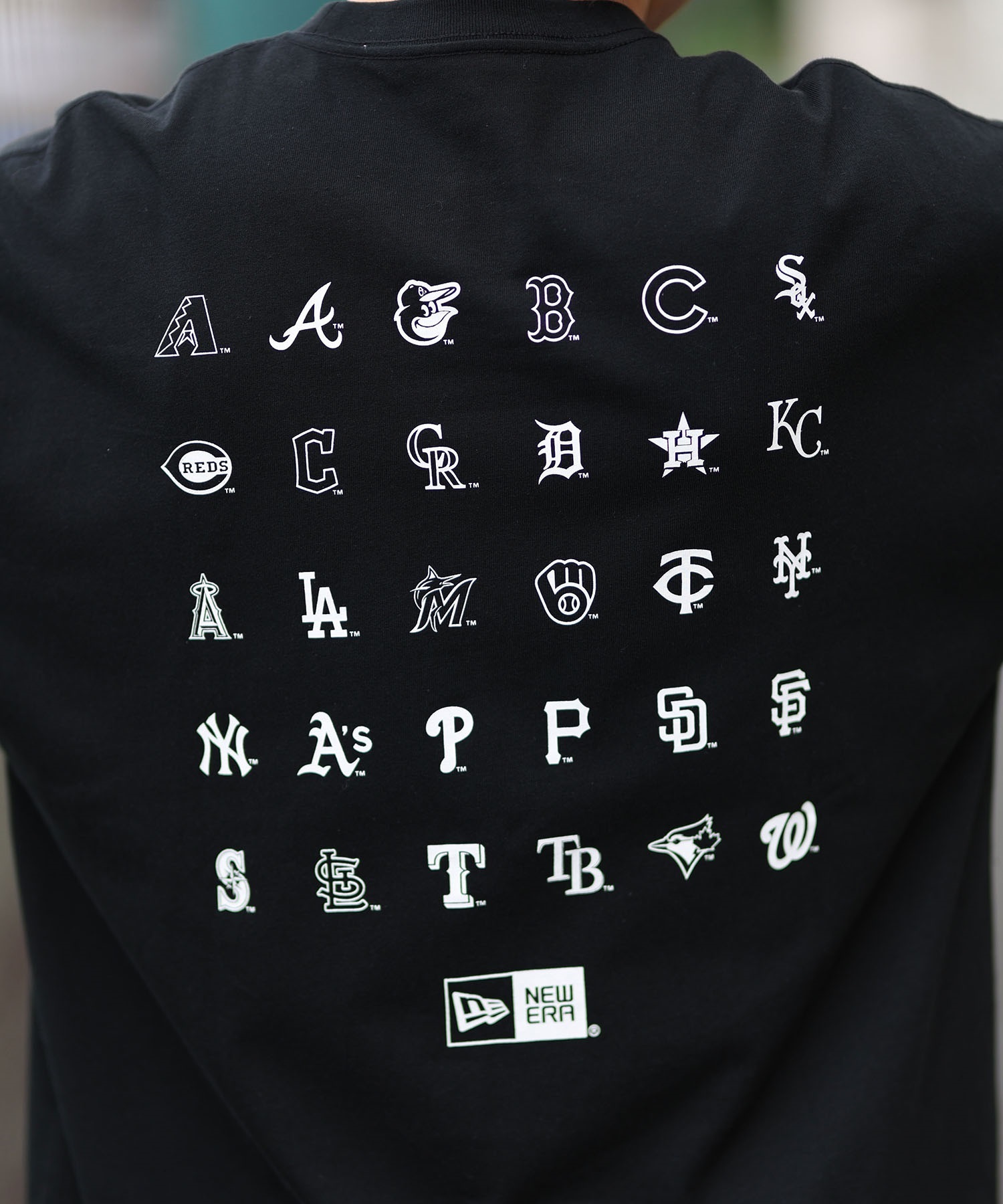 NEW ERA ニューエラ 半袖 Tシャツ メンズ バックプリント MLB ロゴ オーバーサイズ 14410064(BK-M)