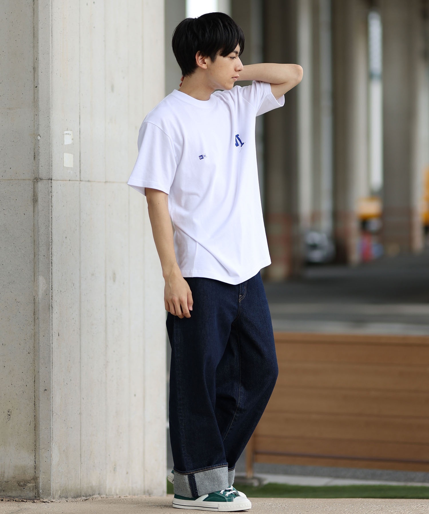 NEW ERA ニューエラ 半袖 Tシャツ メンズ バックプリント ロサンゼルス・ドジャース 14410095(WT-M)