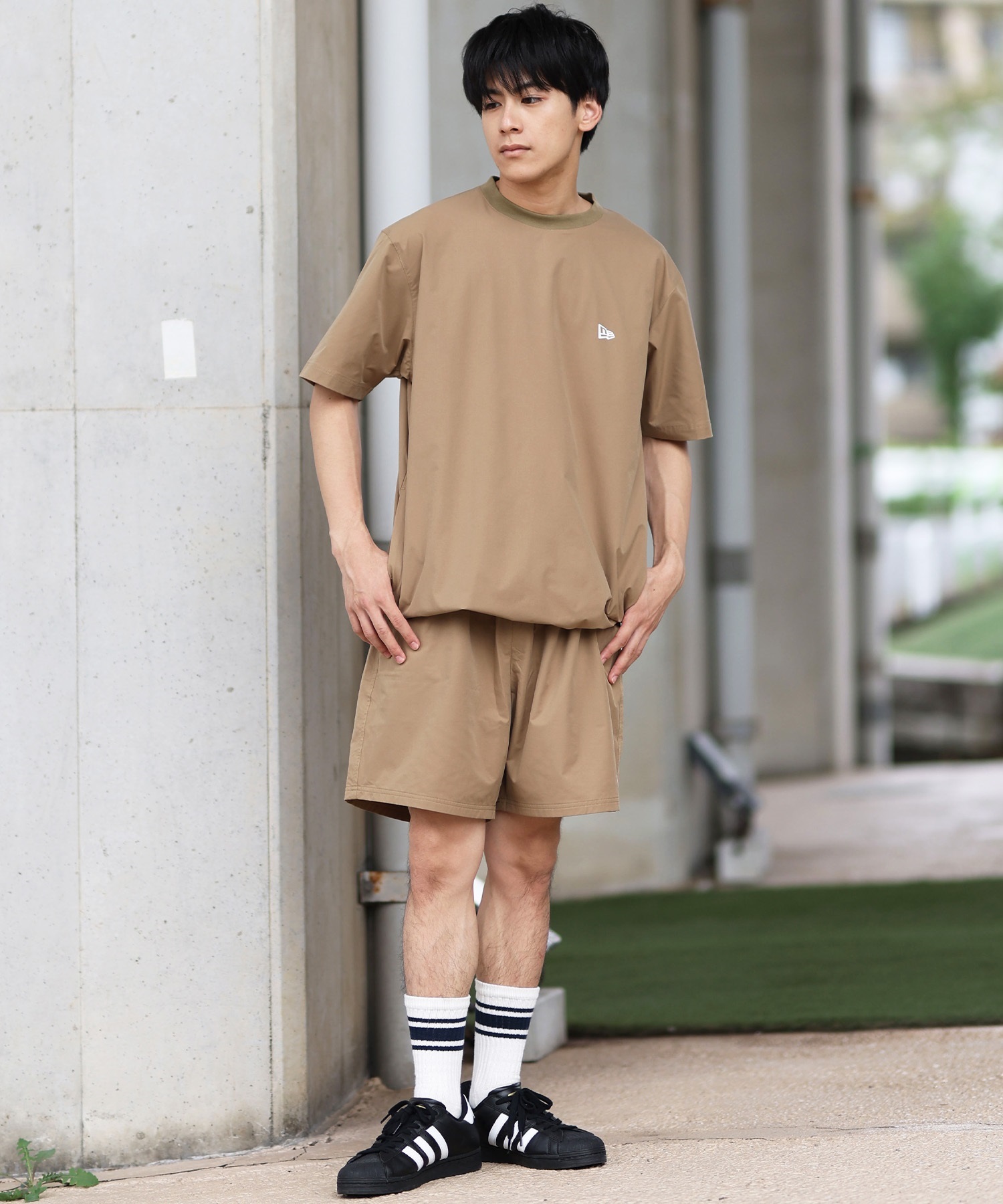 NEW ERA ニューエラ ラッシュガード メンズ 半袖 Tシャツ バックプリント 水陸両用 ユーティリティ UVカット 吸汗速乾 セットアップ対応 14391949(BE-M)