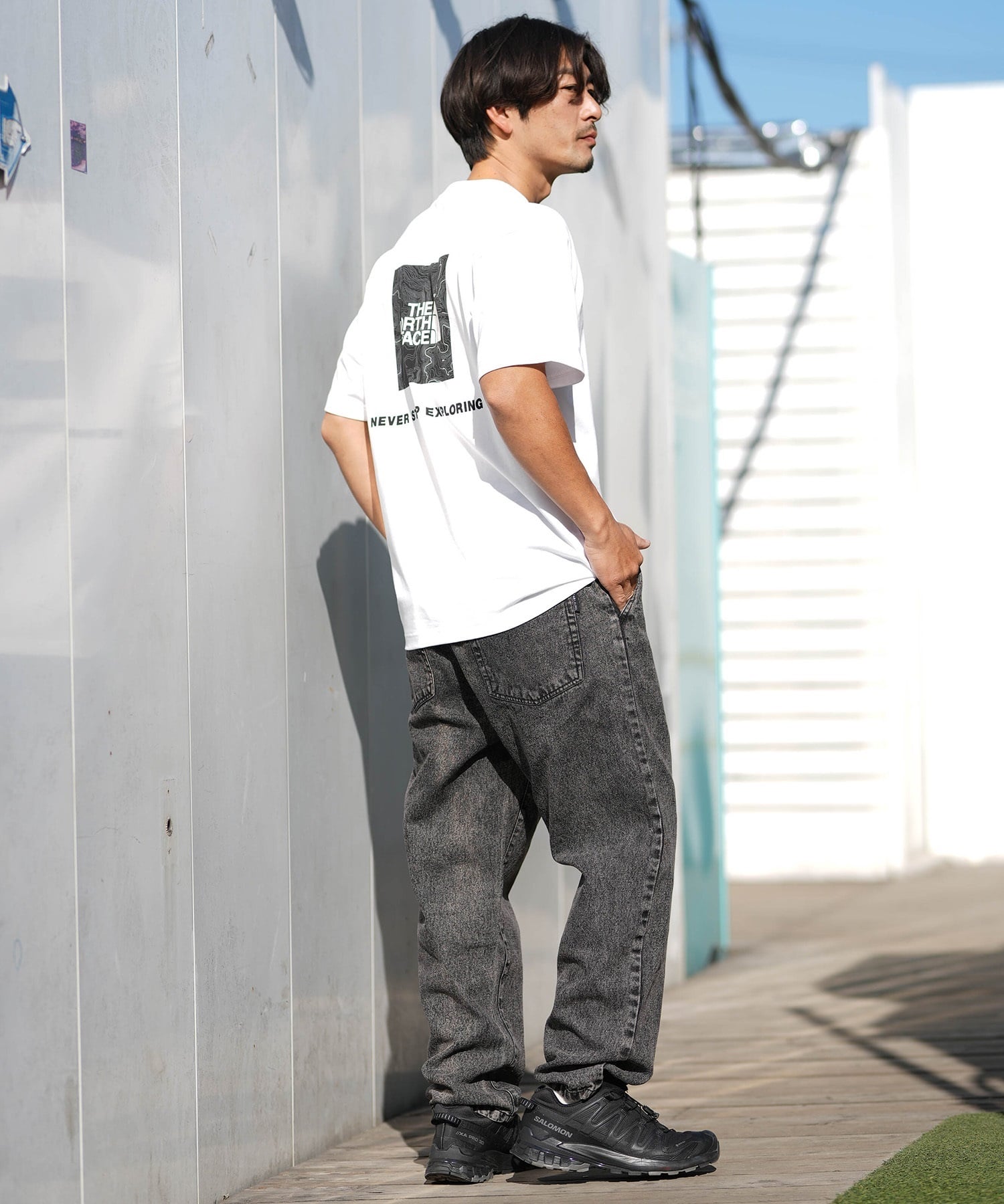 THE NORTH FACE ザ・ノース・フェイス 半袖 Tシャツ メンズ ショートスリーブバックスクエアートラバースロゴティー NT32543(W-S)