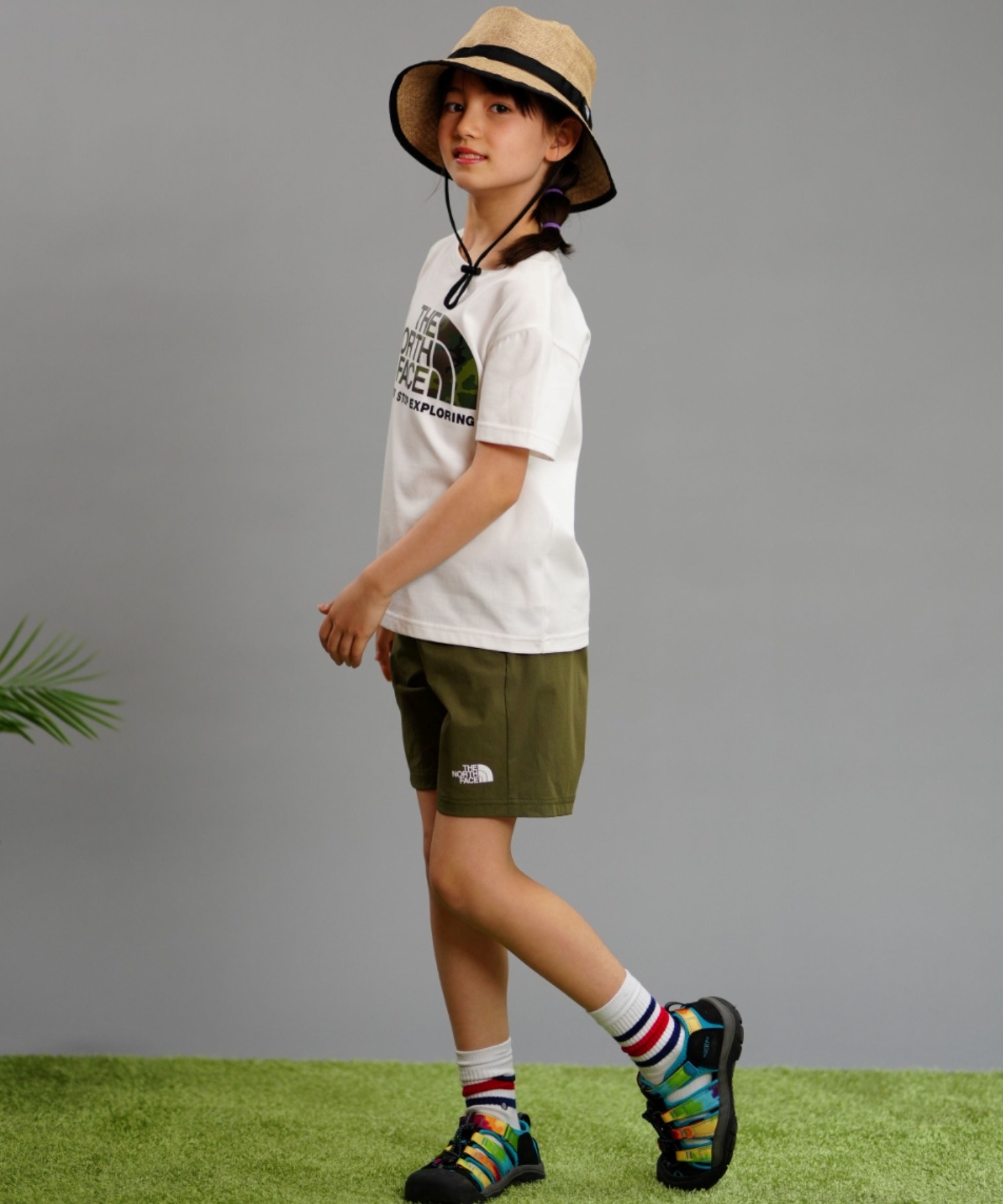 THE NORTH FACE ザ・ノース・フェイス Tシャツ キッズ 半袖 UVカット ショートスリーブカモロゴティー NTJ32359(WW-130cm)