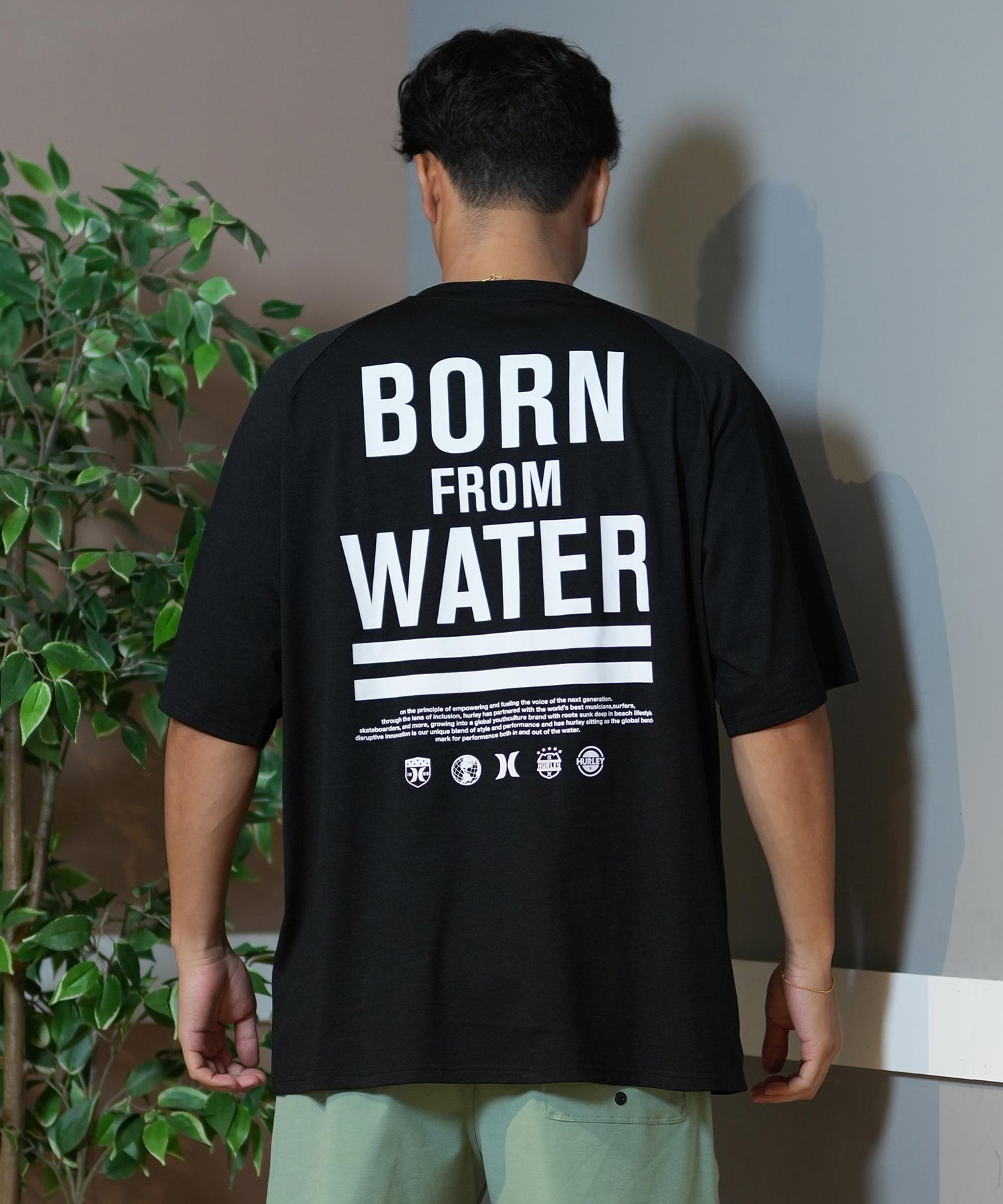 Hurley ハーレー ラッシュガード 半袖 メンズ Tシャツ バックプリント オーバーサイズ 水陸両用 UVカット MUSS251030(WHT-M)