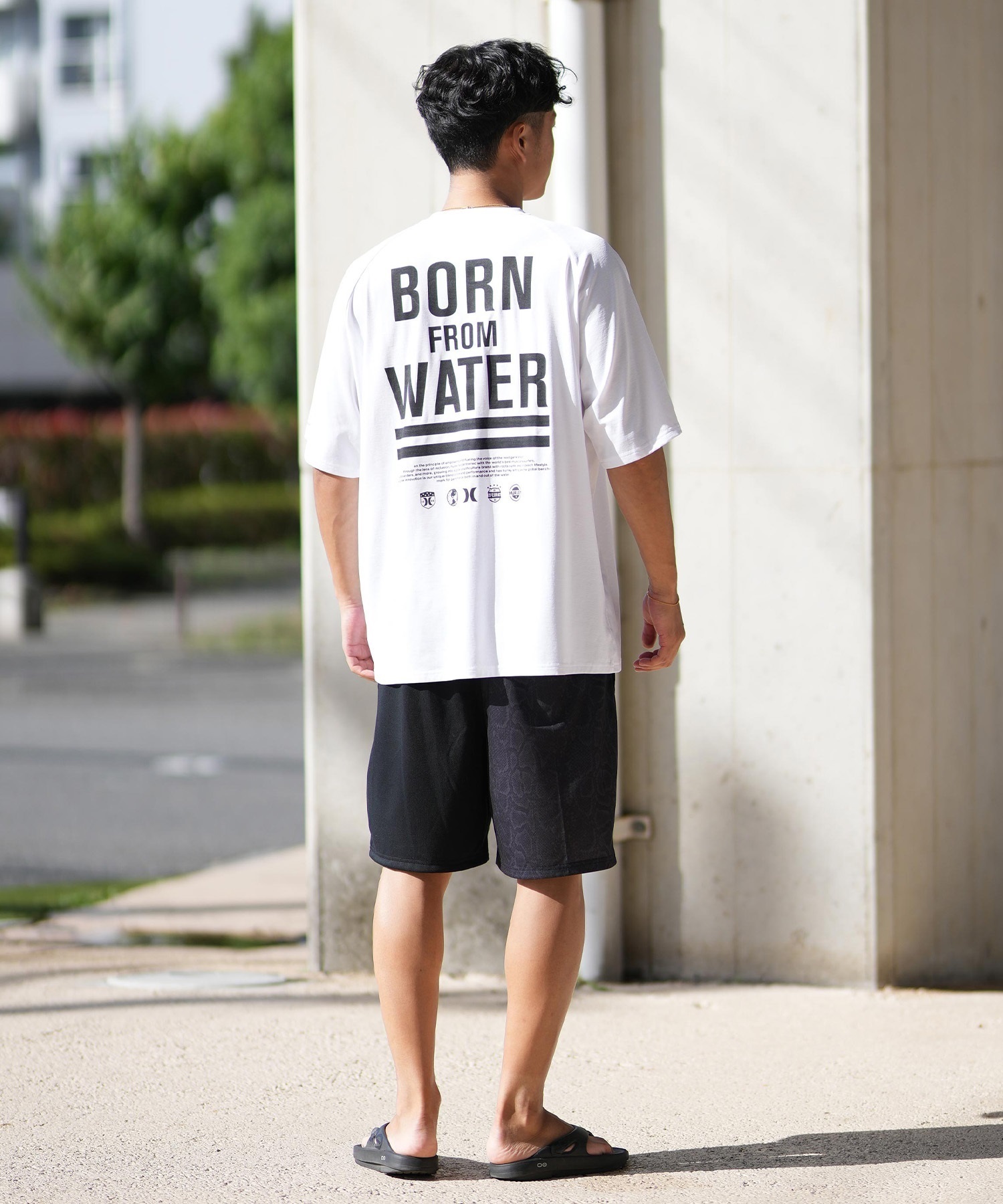 Hurley ハーレー ラッシュガード 半袖 メンズ Tシャツ バックプリント オーバーサイズ 水陸両用 UVカット MUSS251030(WHT-M)