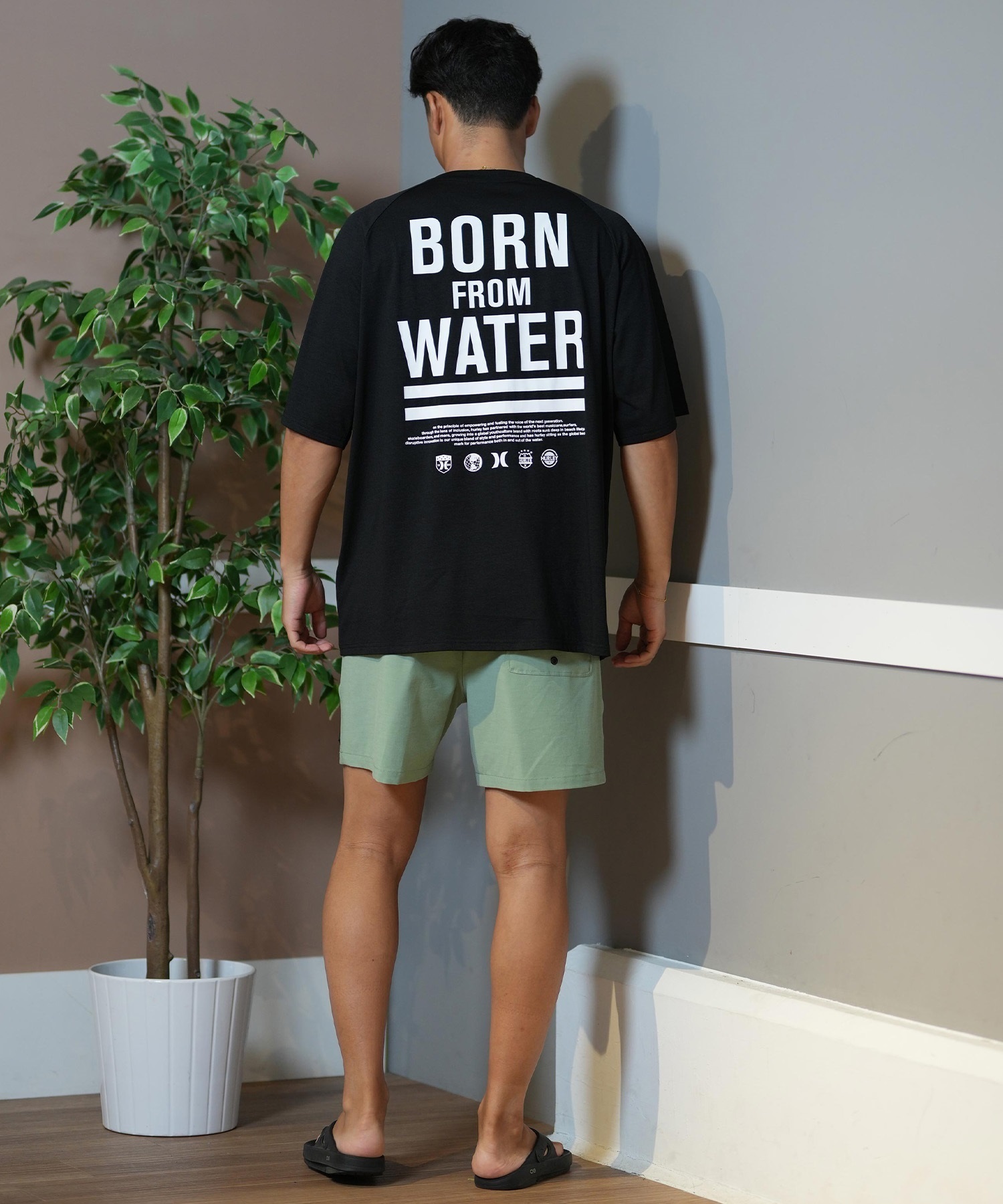 Hurley ハーレー ラッシュガード 半袖 メンズ Tシャツ バックプリント オーバーサイズ 水陸両用 UVカット MUSS251030(WHT-M)